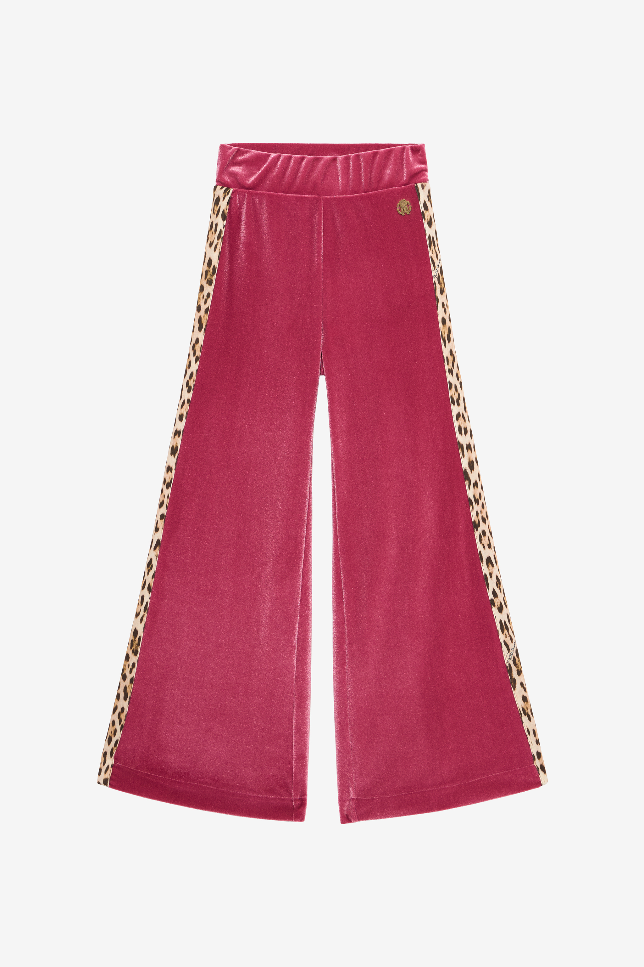 Roberto Cavalli Girls Velvet Pants With Animal Print Details - Trousers Fuxia Bouganville