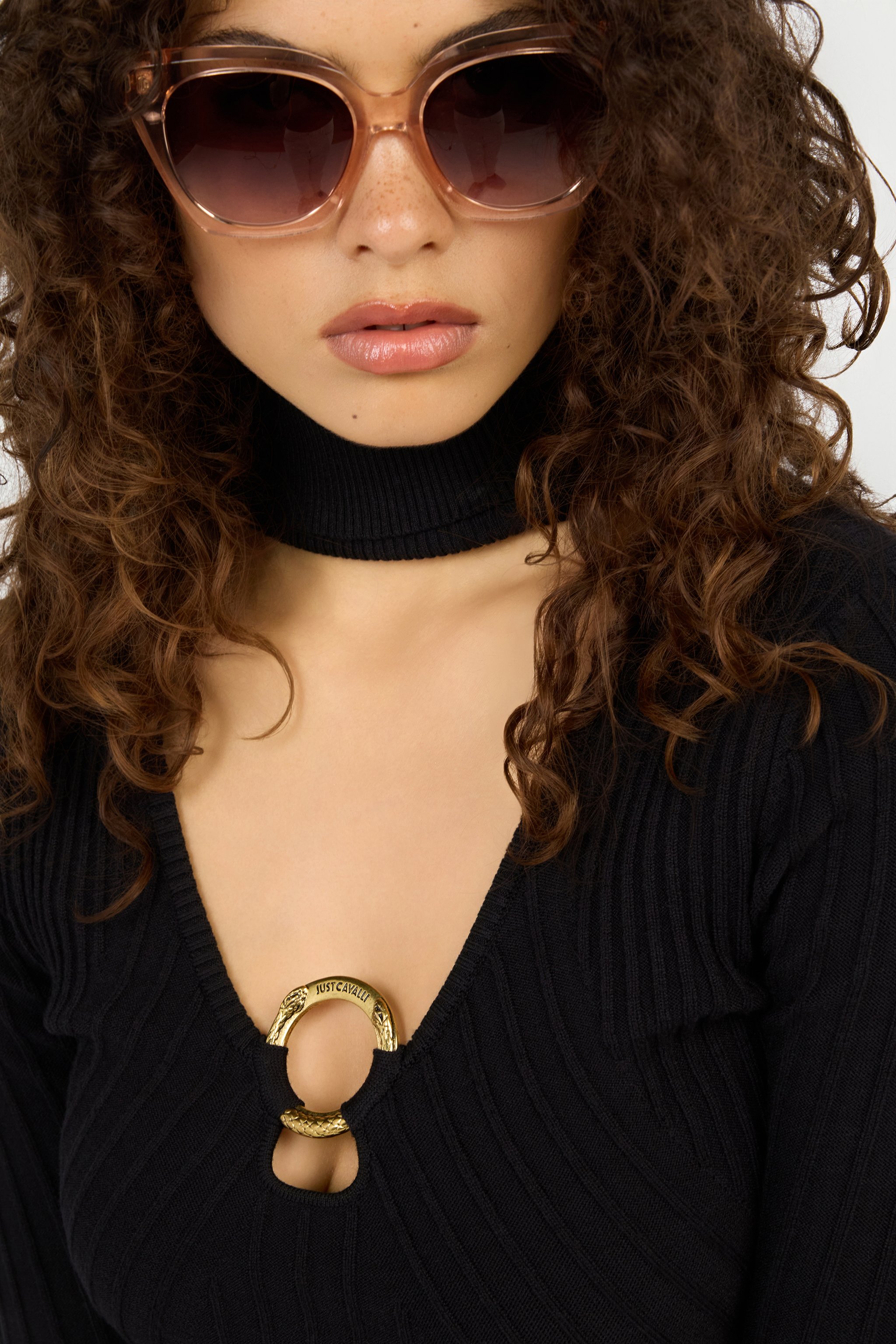 Roberto Cavalli Black Cut-out Turtleneck Sweater In Black