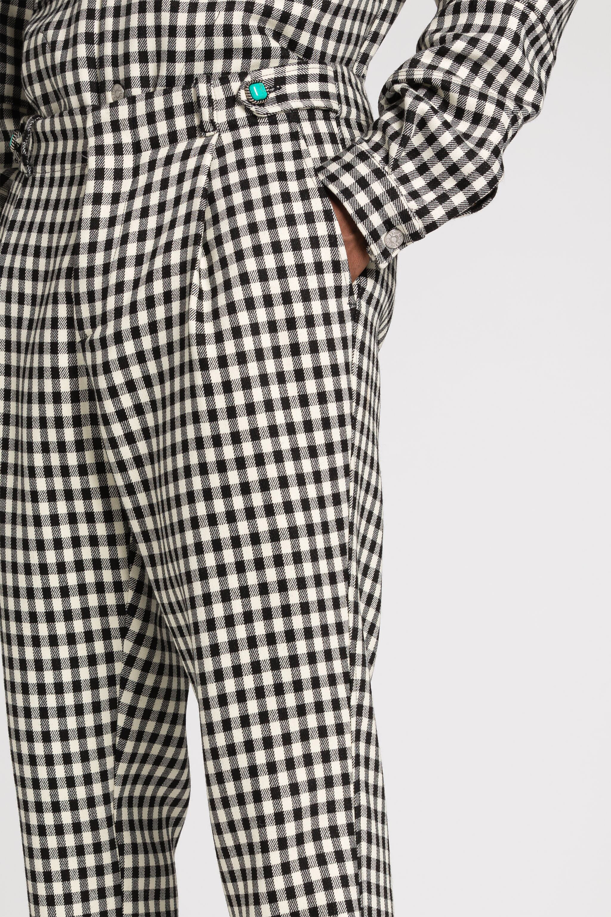 Roberto Cavalli Gingham Straight-leg Tailored Trousers In Black/white