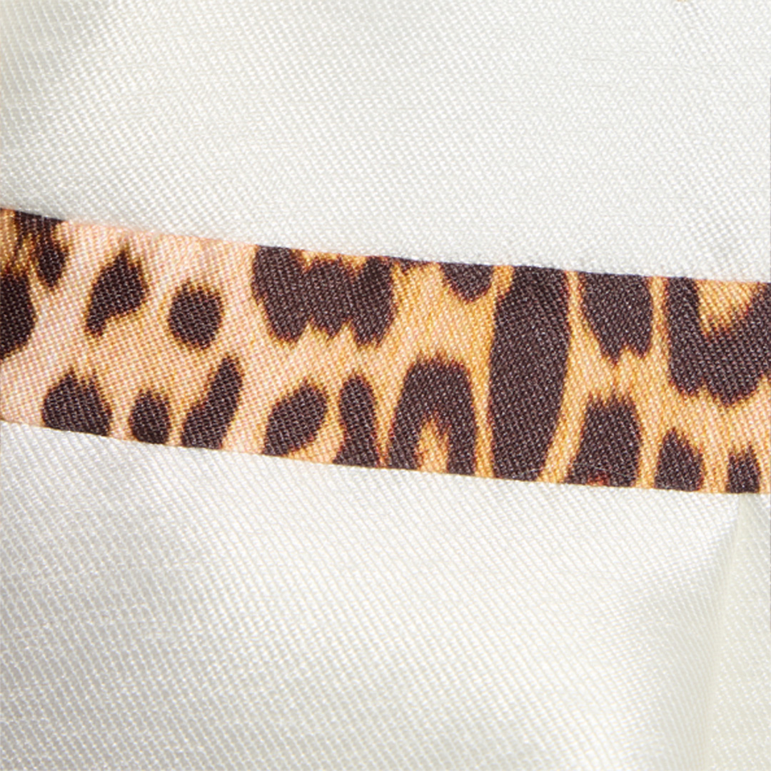 Roberto Cavalli Milk White Dress With Logo And Jaguar Skin Inserts In White