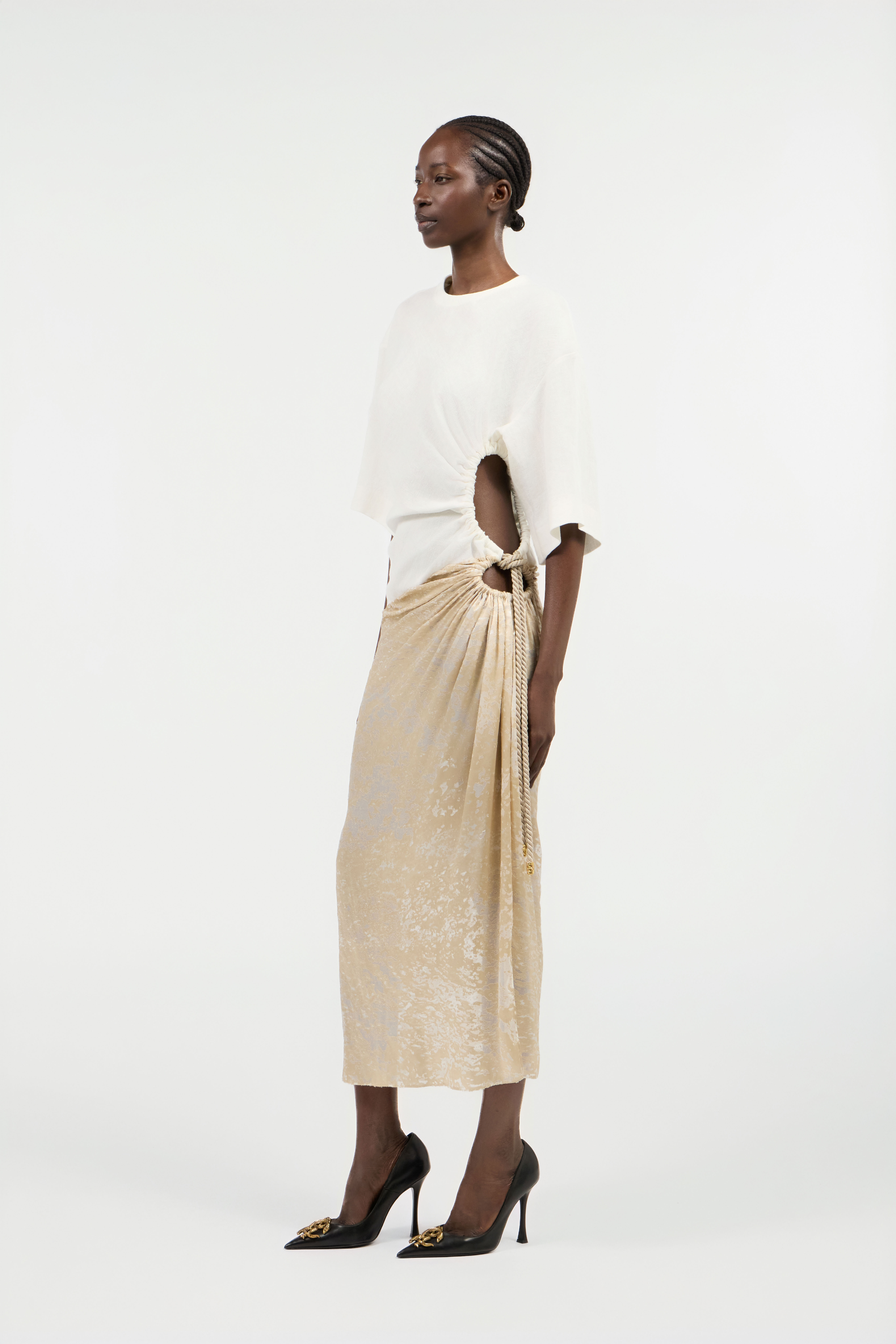 Roberto Cavalli Kleid Mit Wall-print In Ivory