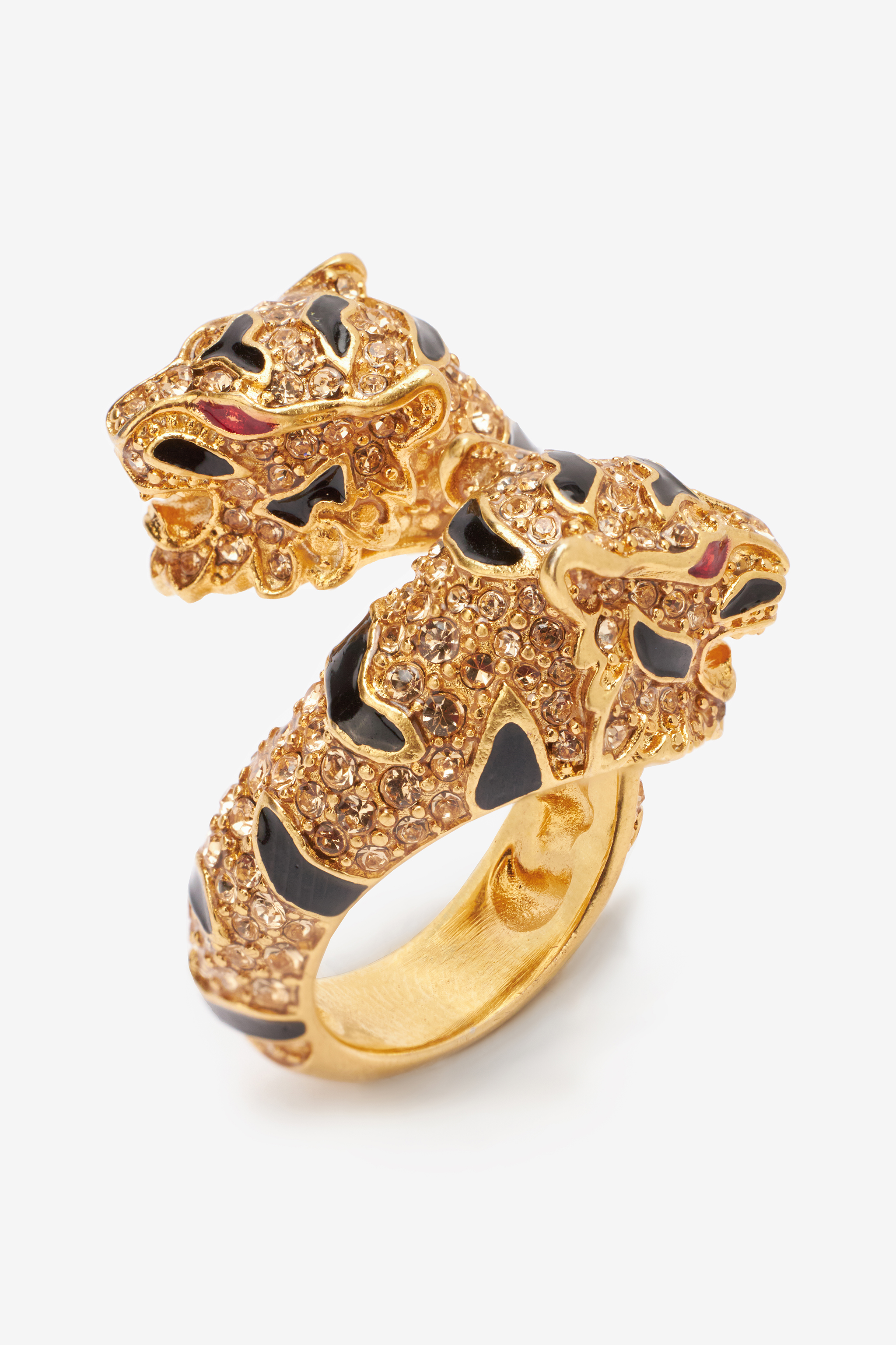 Ring with bejeweled tigers