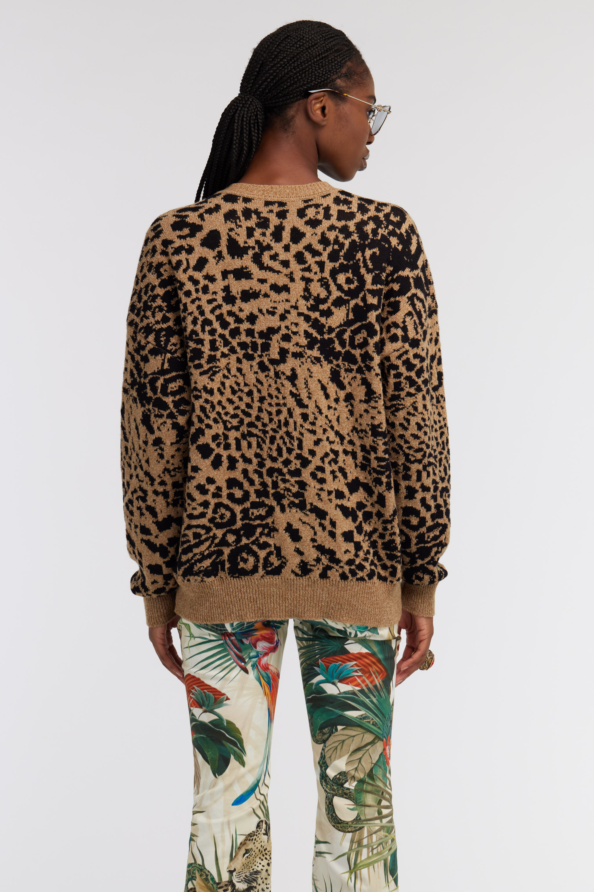 ROBERTO CAVALLI SWEATER WITH MONOGRAM RC AND JAGUAR SKIN PRINT
