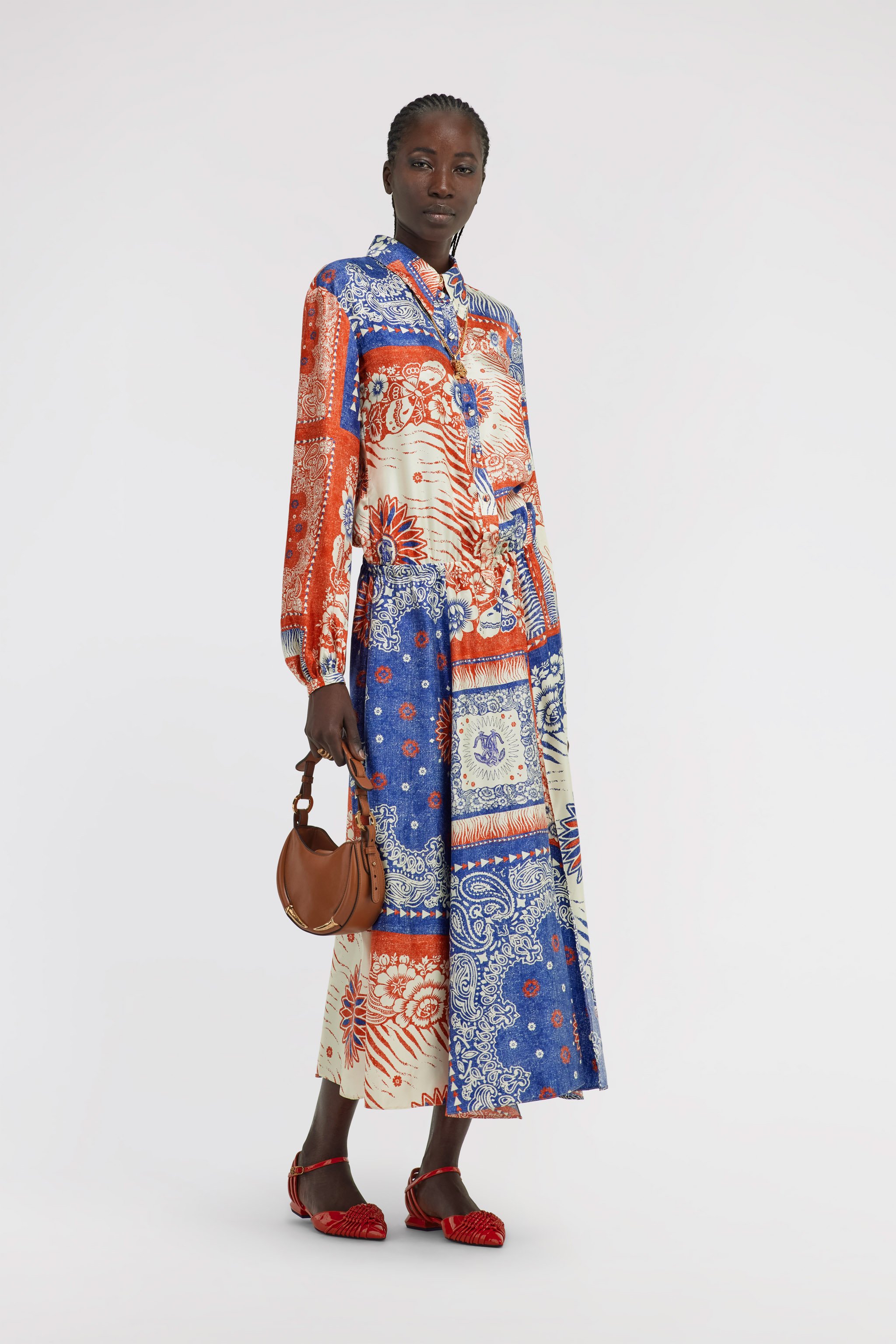 Shop Roberto Cavalli Bandana Print Maxikleid In Blue