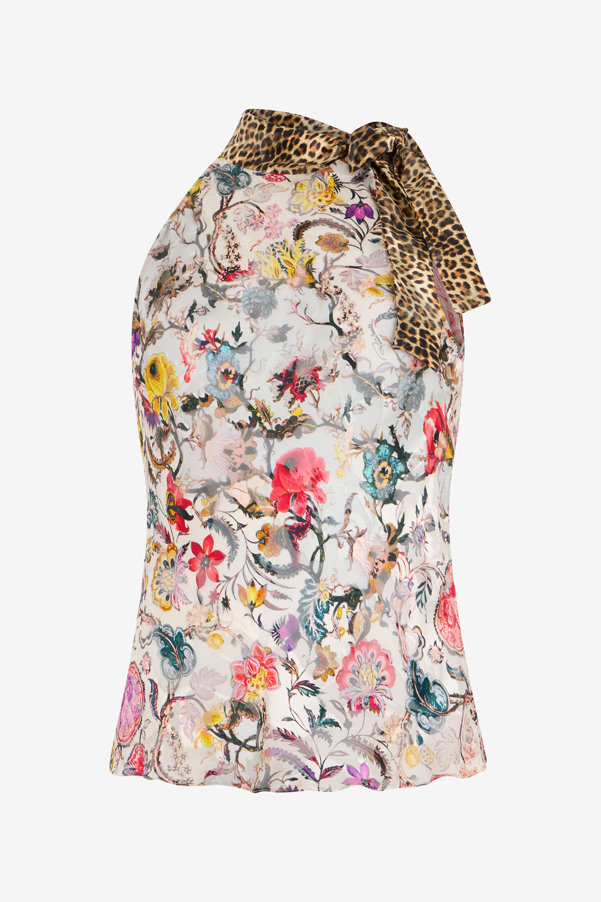 Roberto Cavalli Women's Beige Top With Florentine Flowers Print - Tops