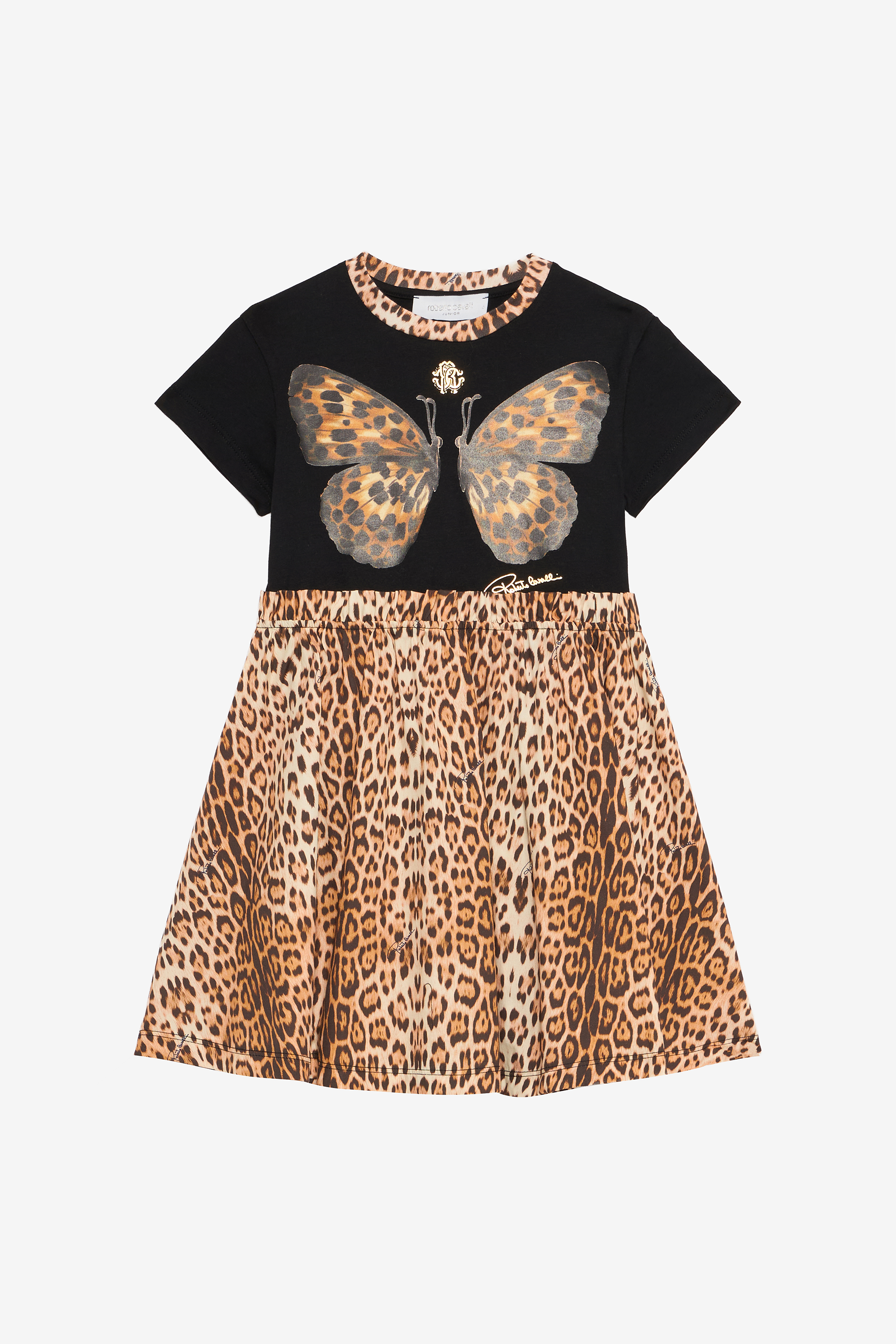 Roberto Cavalli Girls Black Printed Butterfly Dress - Dresses /Natural