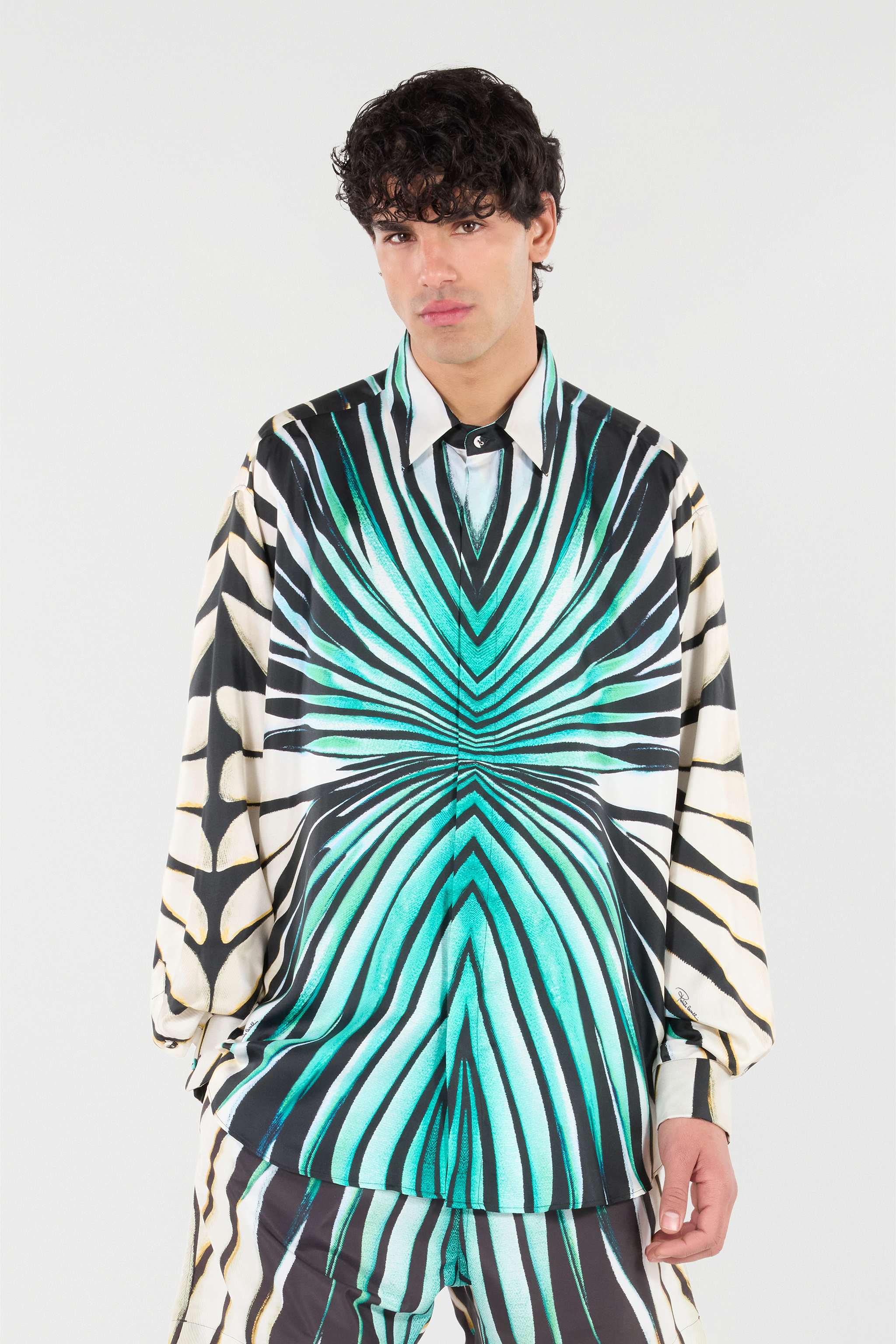 Roberto Cavalli Ray Of Sea Print Silk Shirt