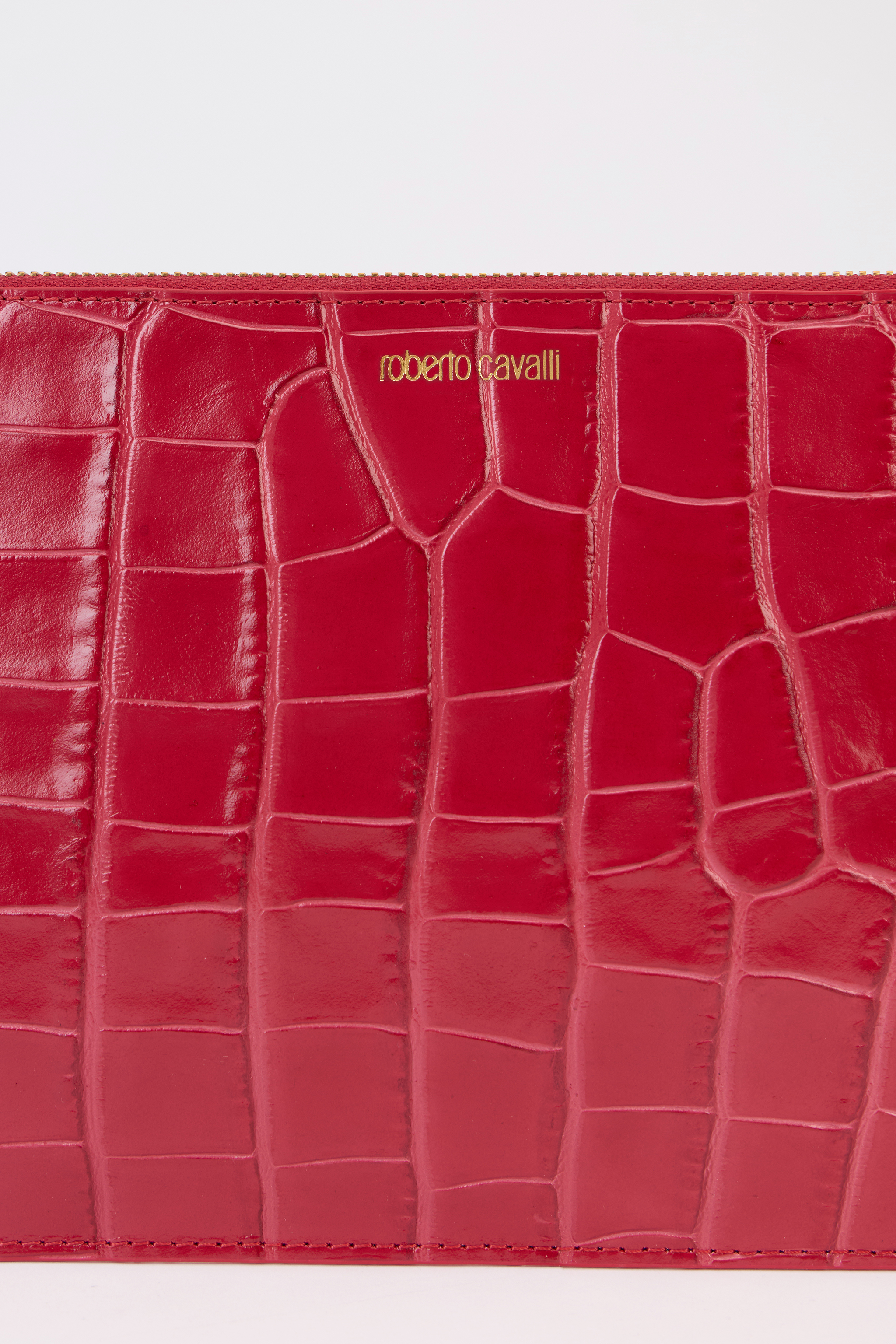 Roberto Cavalli Antique Rose Crocodile-effect Clutch In Pink