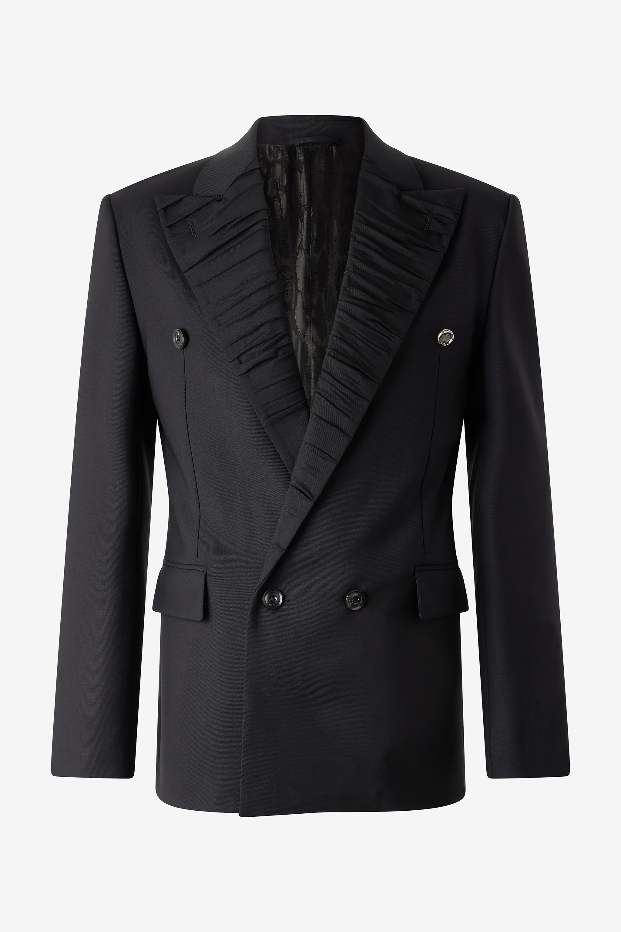 Roberto Cavalli Double-breasted Wool-blend Blazer In Black