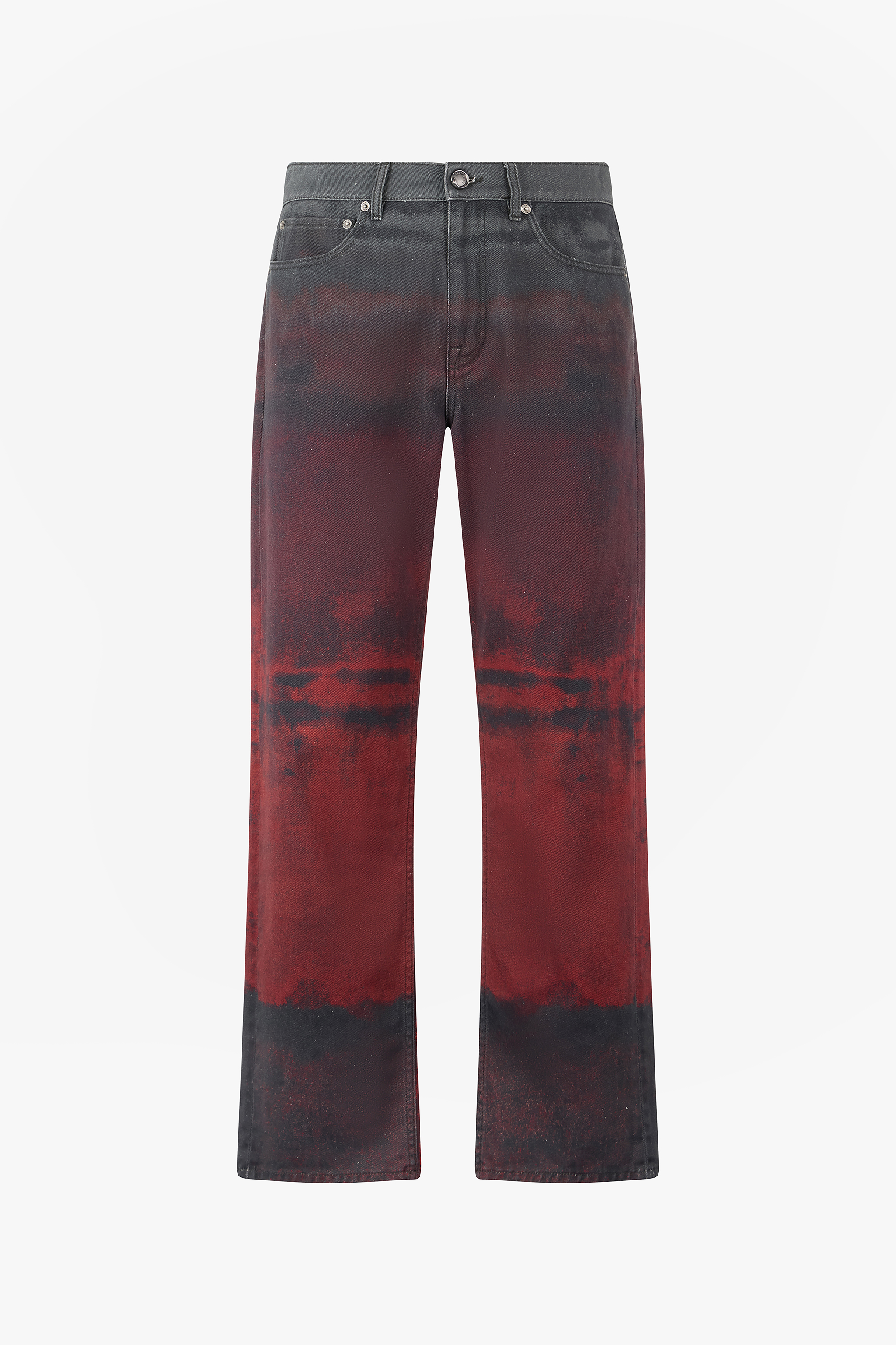 Roberto Cavalli Men's Black/Red Jeans With A Mottled Print Effect - Promo Sale Fw2025