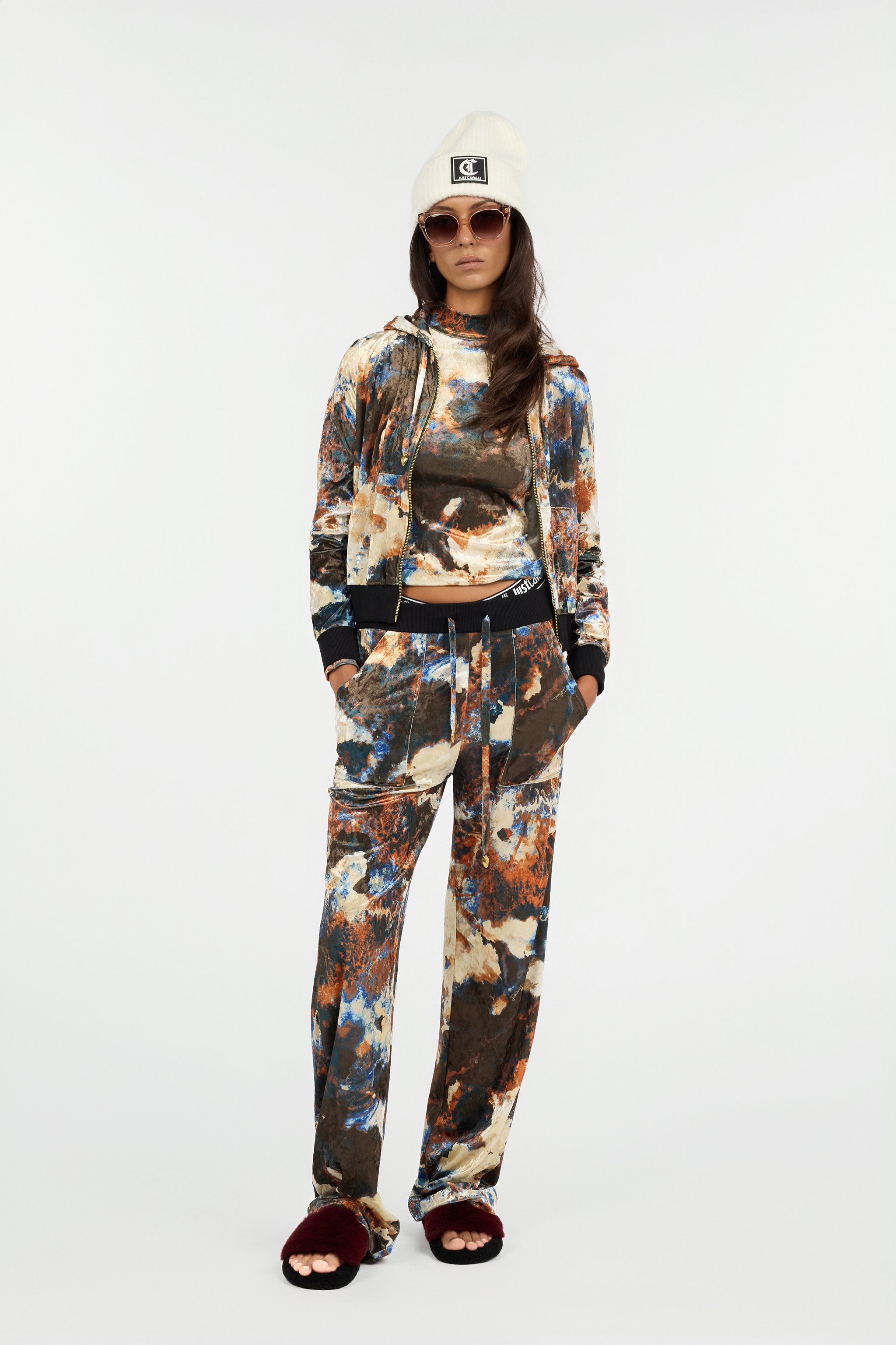 Roberto Cavalli Rusty Stain Print Sweatshirt Hoodie In Multi
