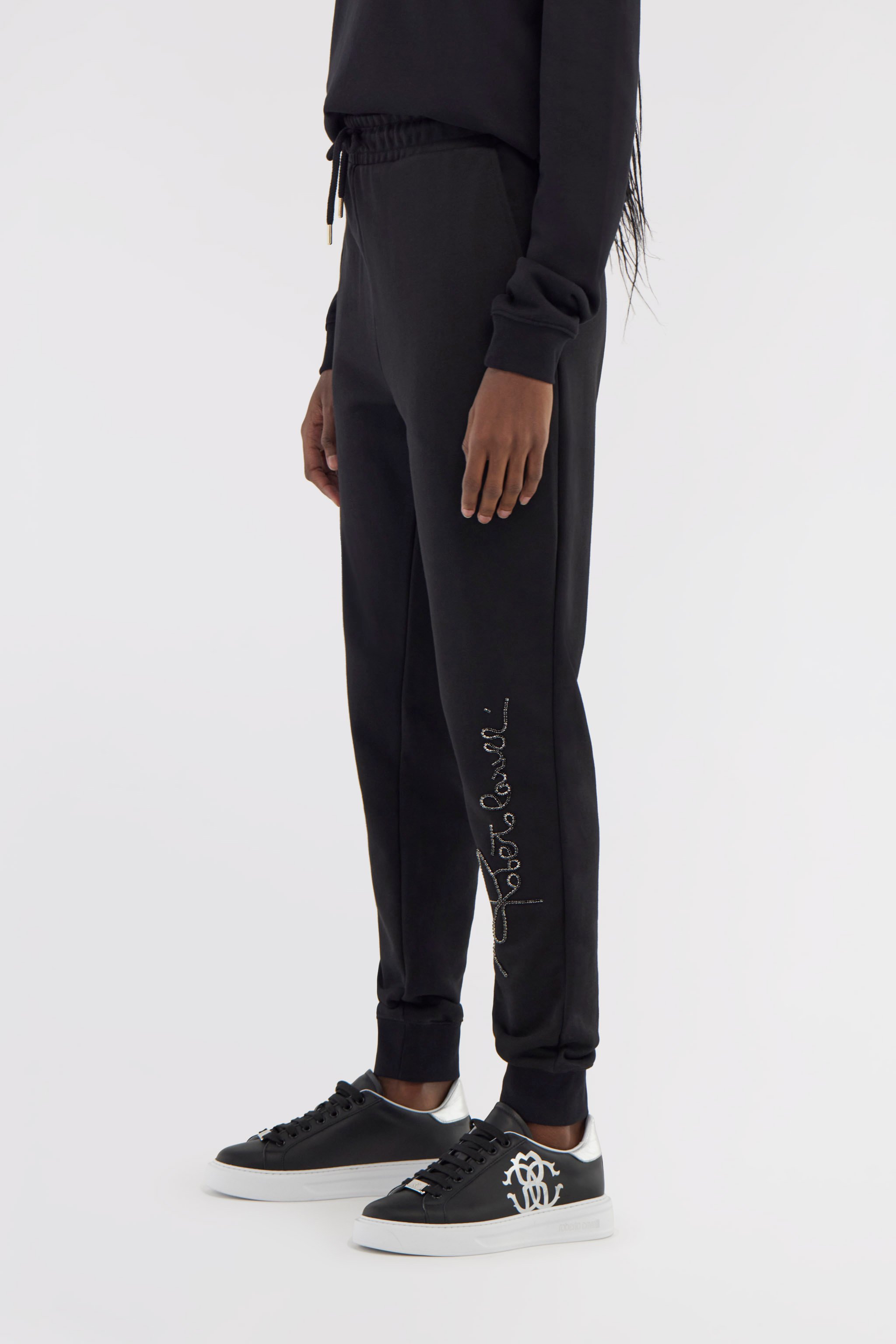 Roberto Cavalli Sporty Pants With Signature In Black