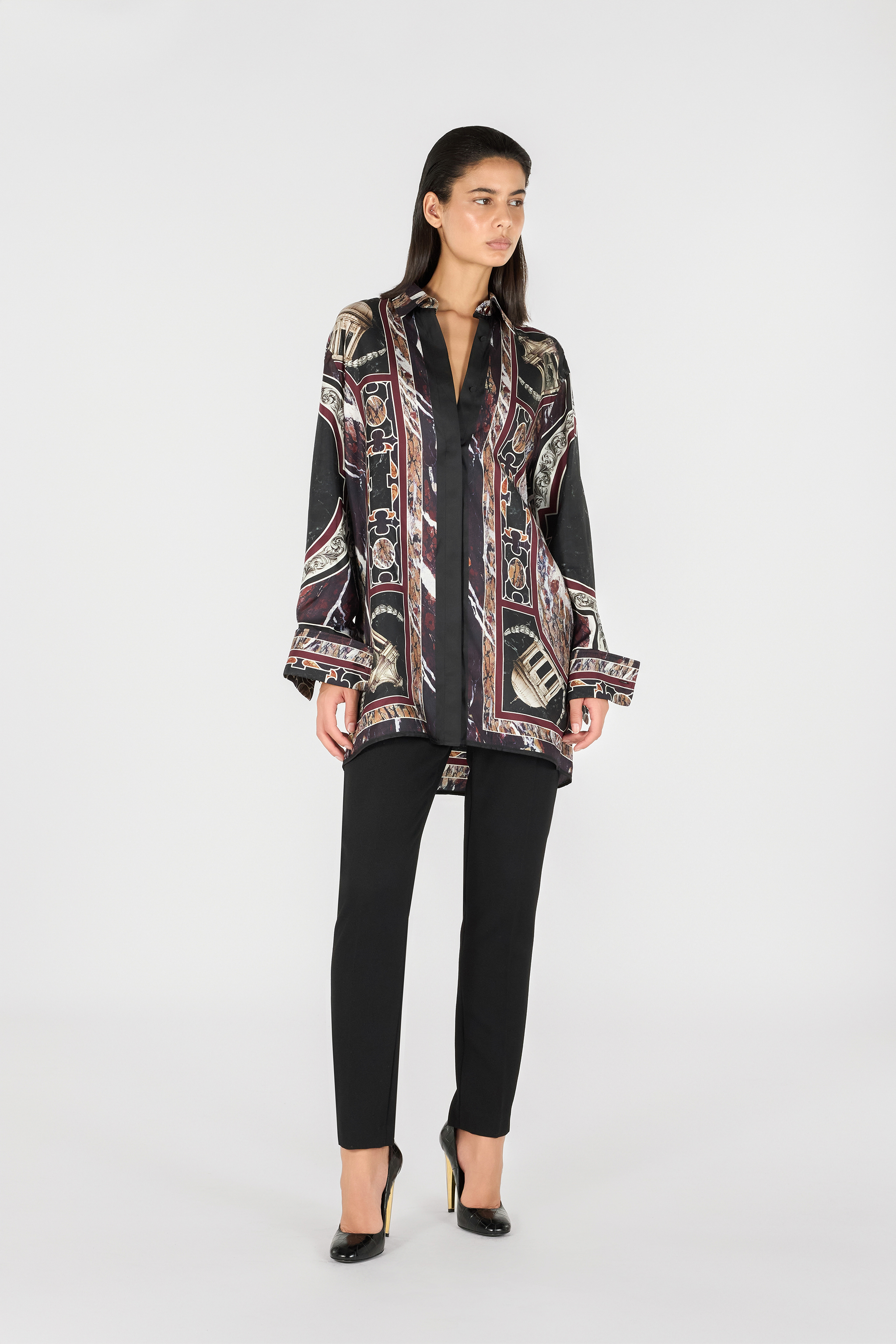 Shirt dress with Marble print
