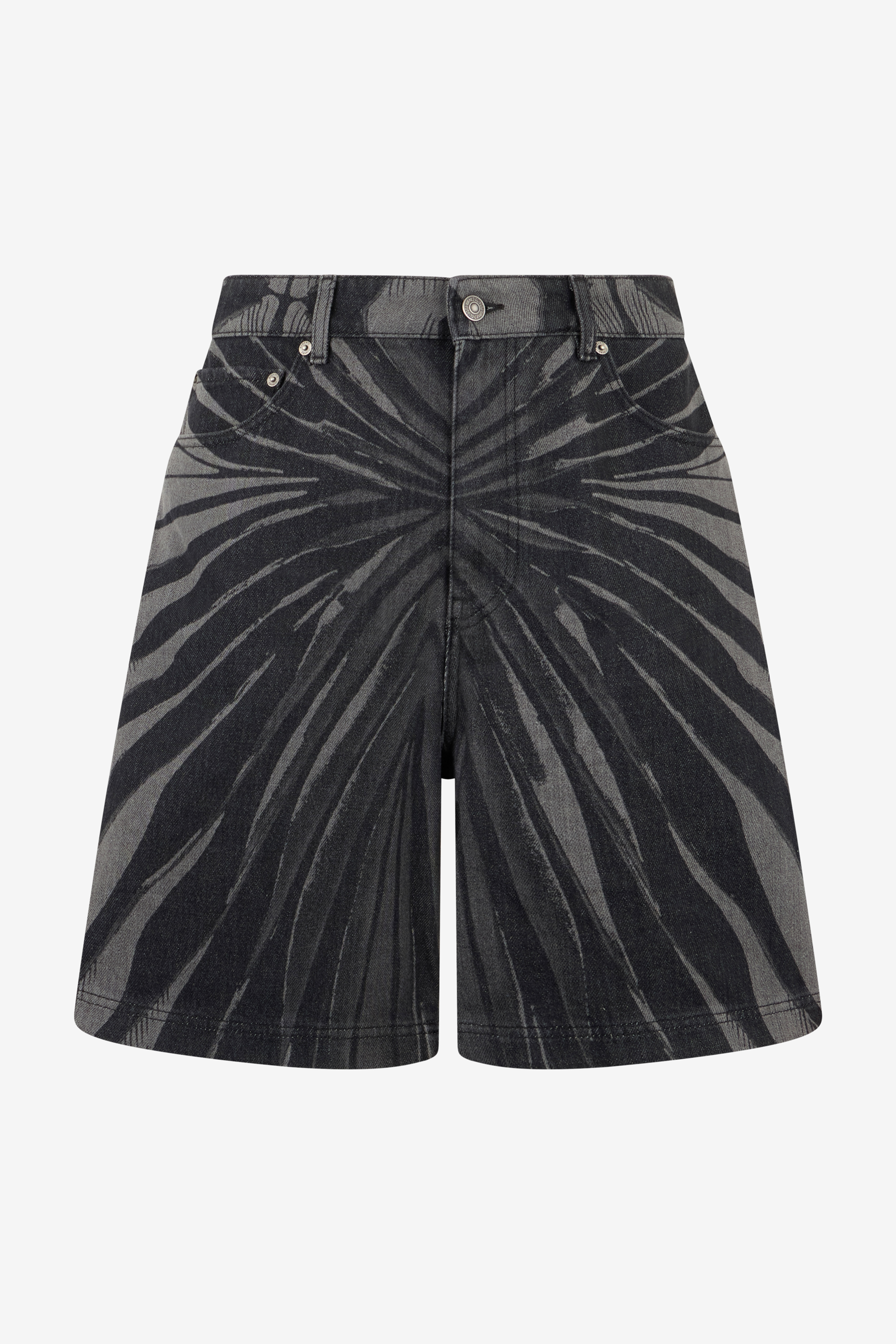 Roberto Cavalli Ray Of Gold Print Bermuda Shorts In Black