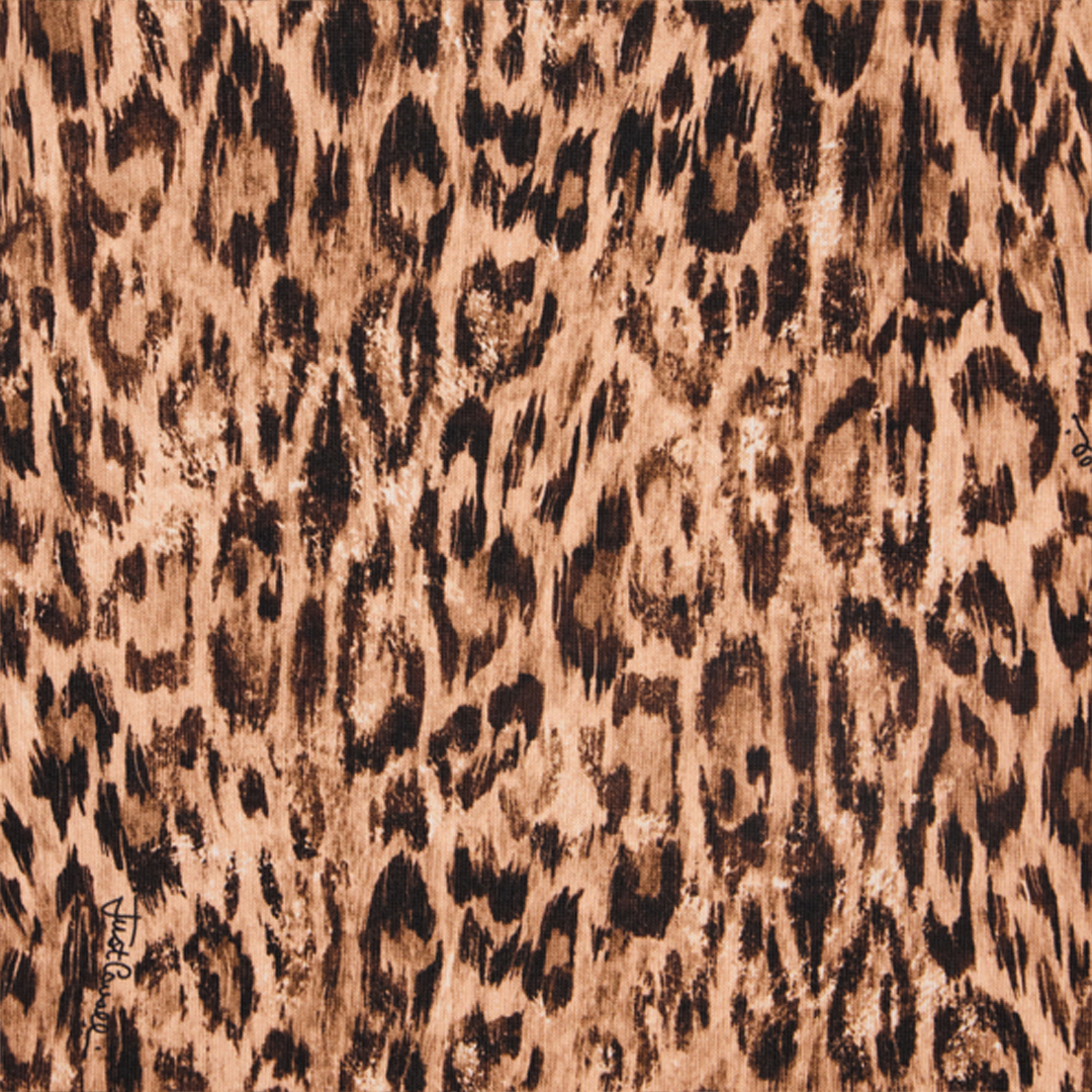 Roberto Cavalli Cotton T-shirt With Leopard Skin Print In Brown