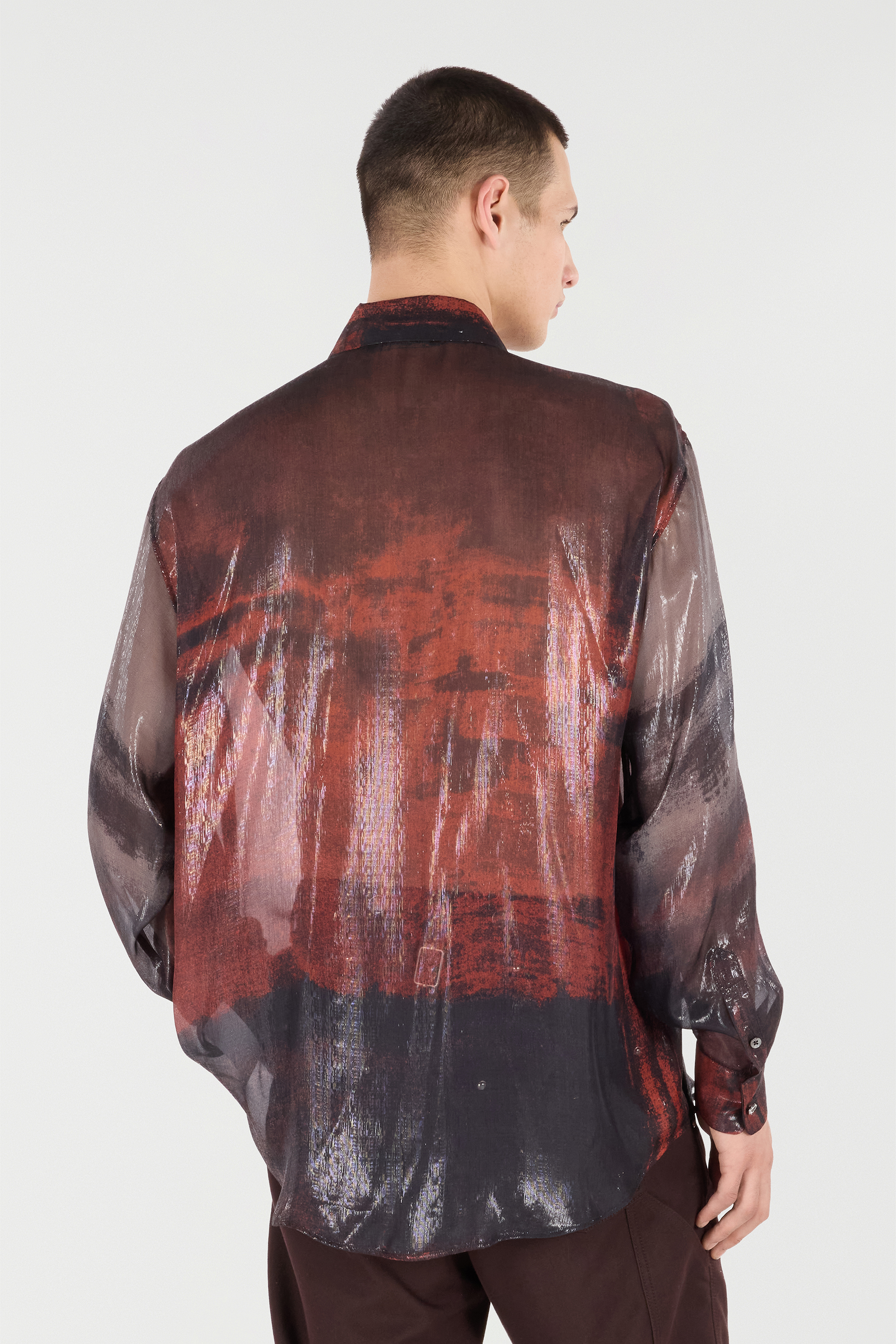 Roberto Cavalli Mottled Effect Silk-blend Shirt In Brown