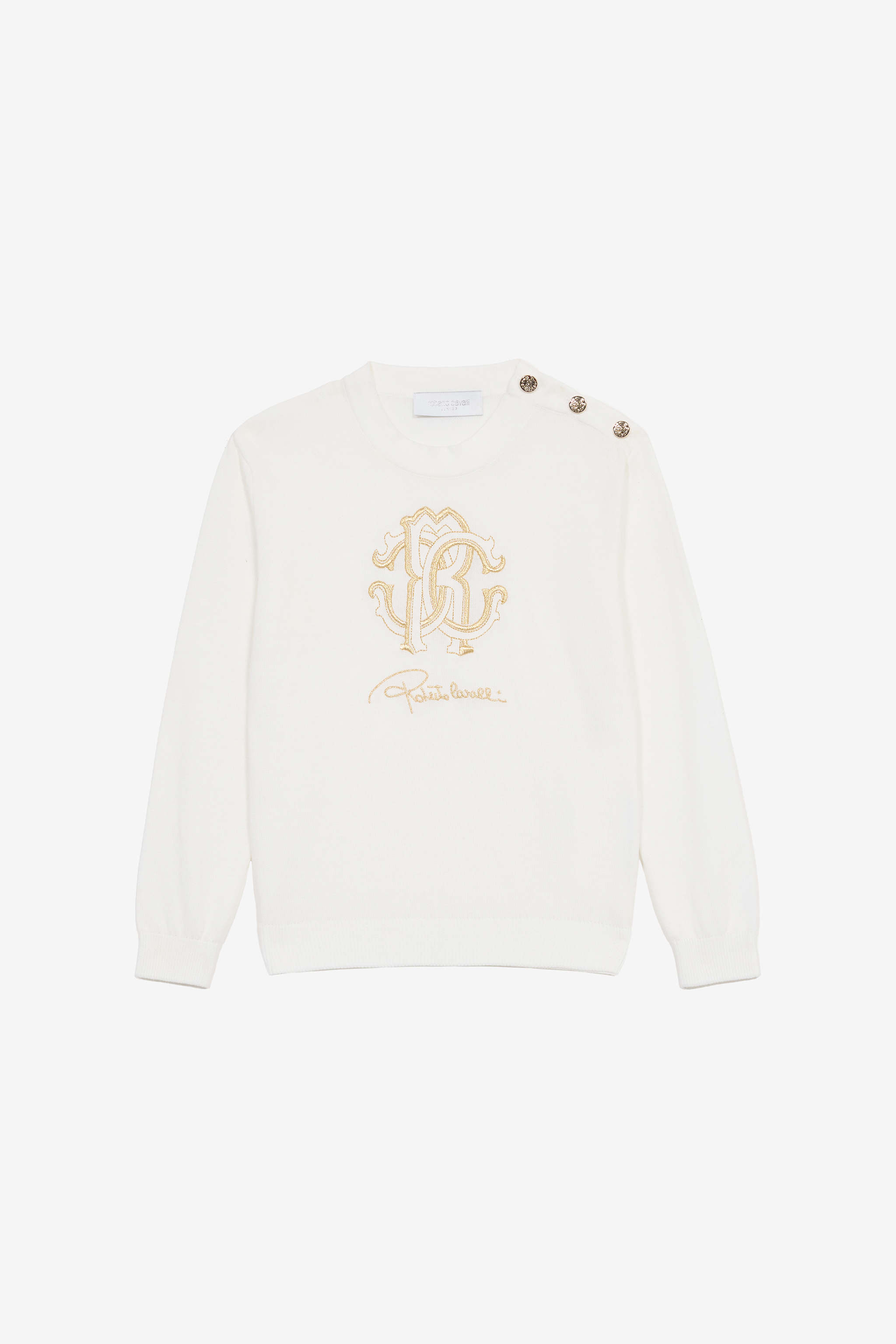 Roberto Cavalli Girls White Sweatshirt With Rc Monogram And Logo - S (4-16Y)
