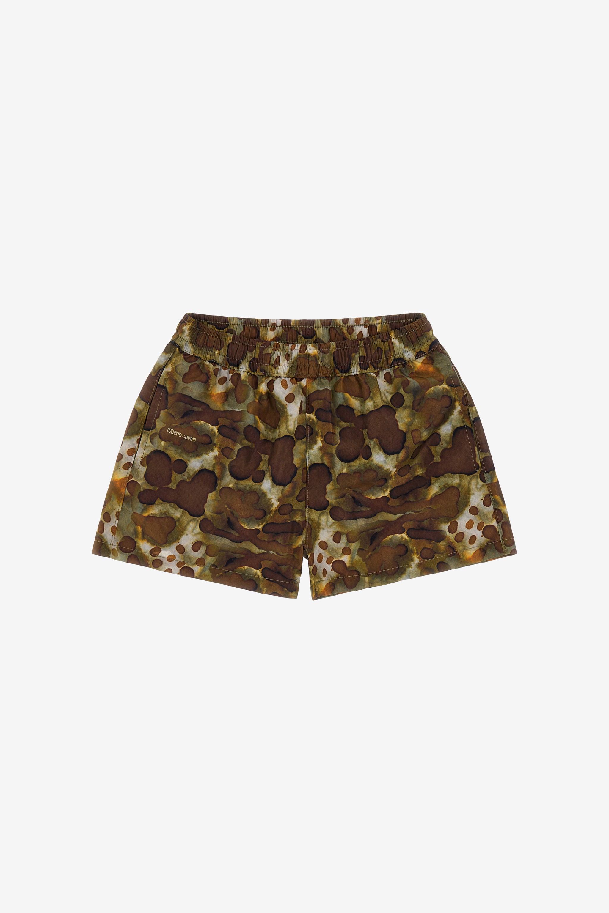 roberto cavalli 2004SSアニマルプリントシルクスイムショーツ Swim Shorts With Ocelot Skin Print in OCELOT for Men | Roberto