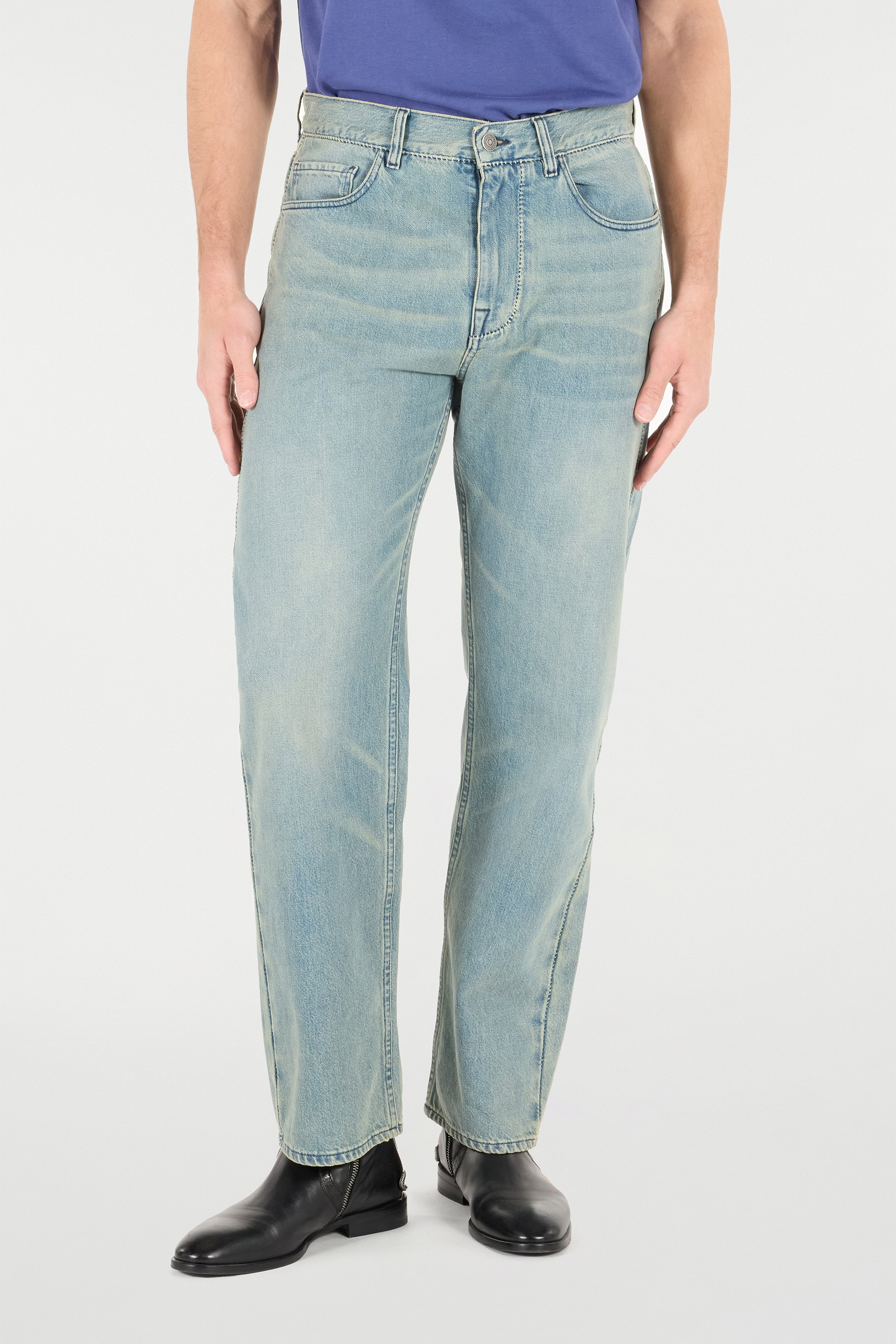 Roberto Cavalli Sandblasted-effect Jeans In Medium Blue