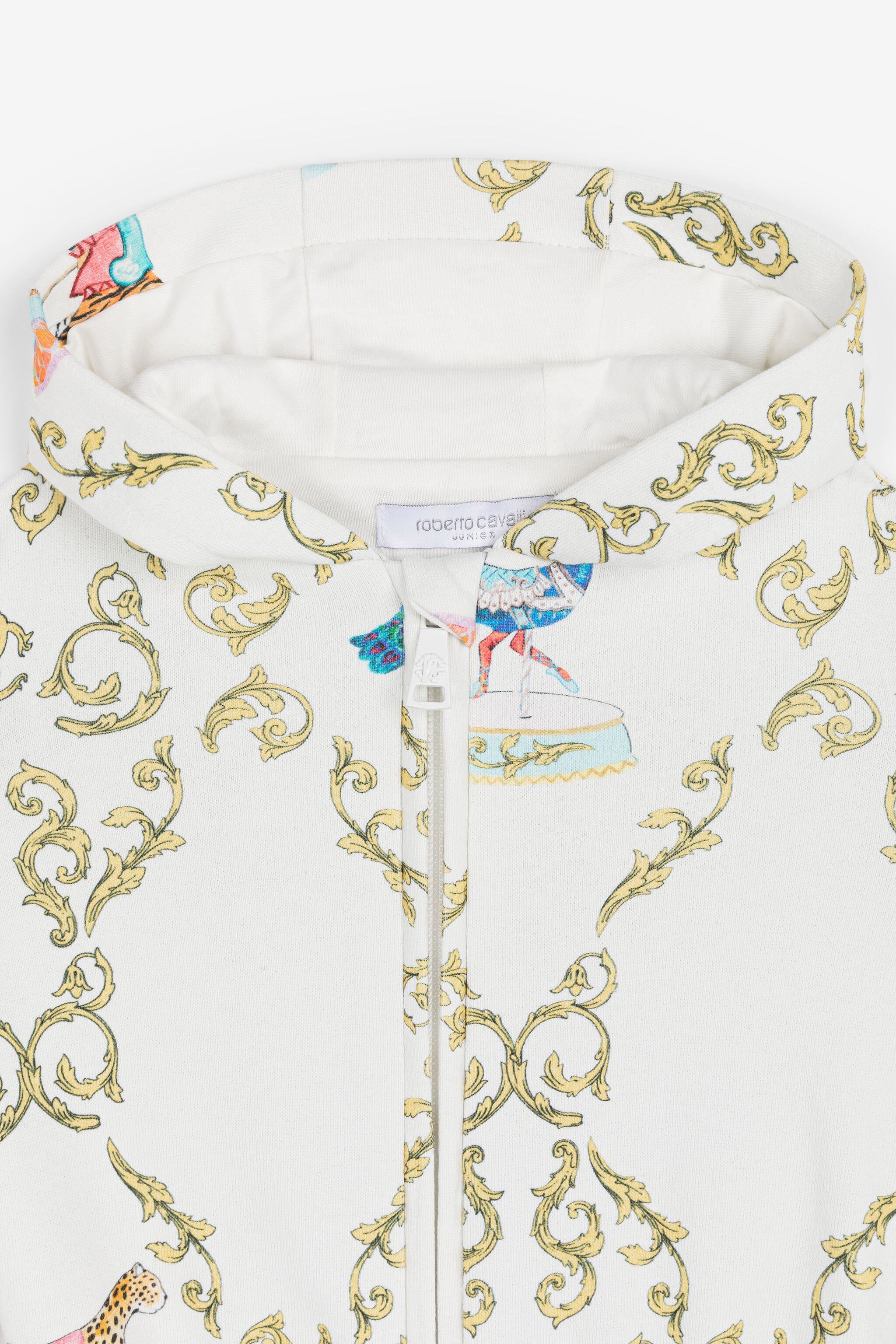 ROBERTO CAVALLI BAUMWOLL-HOODIE MIT FILIGRANEM DRUCK