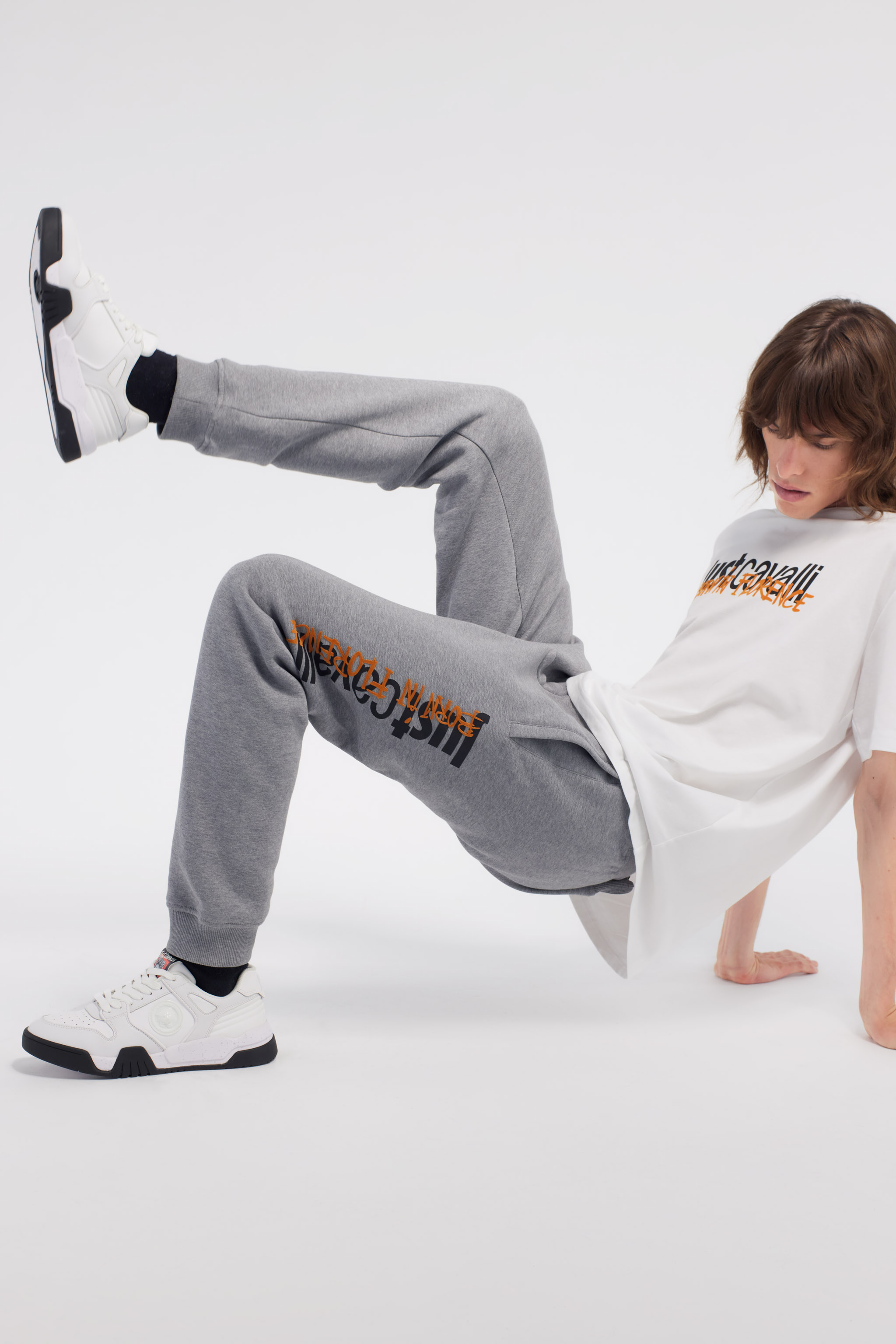 Roberto Cavalli Just Cavalli Logo Joggers In Gray
