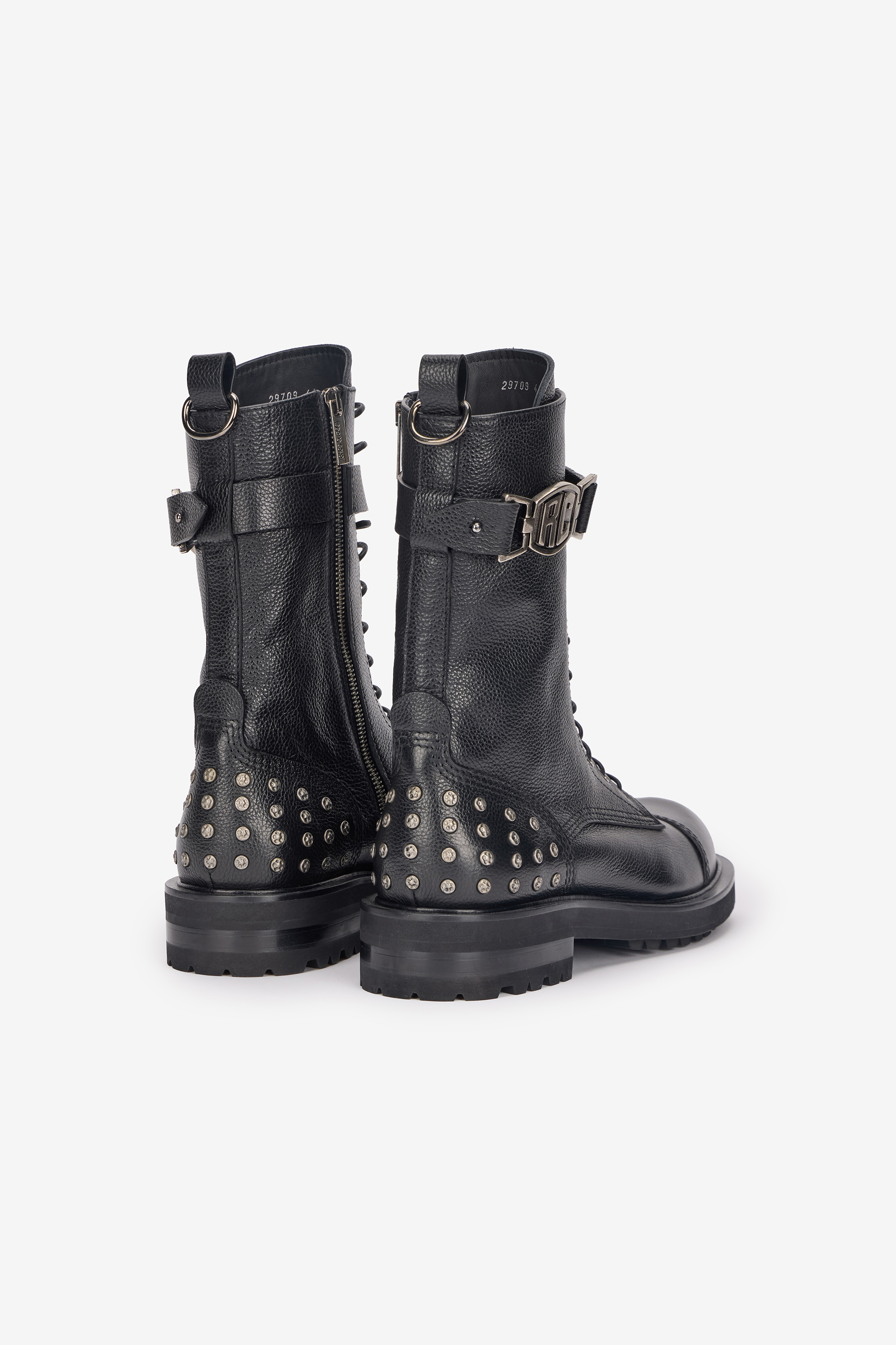Roberto Cavalli Combat Boots With Rc Monogram Detail In Black