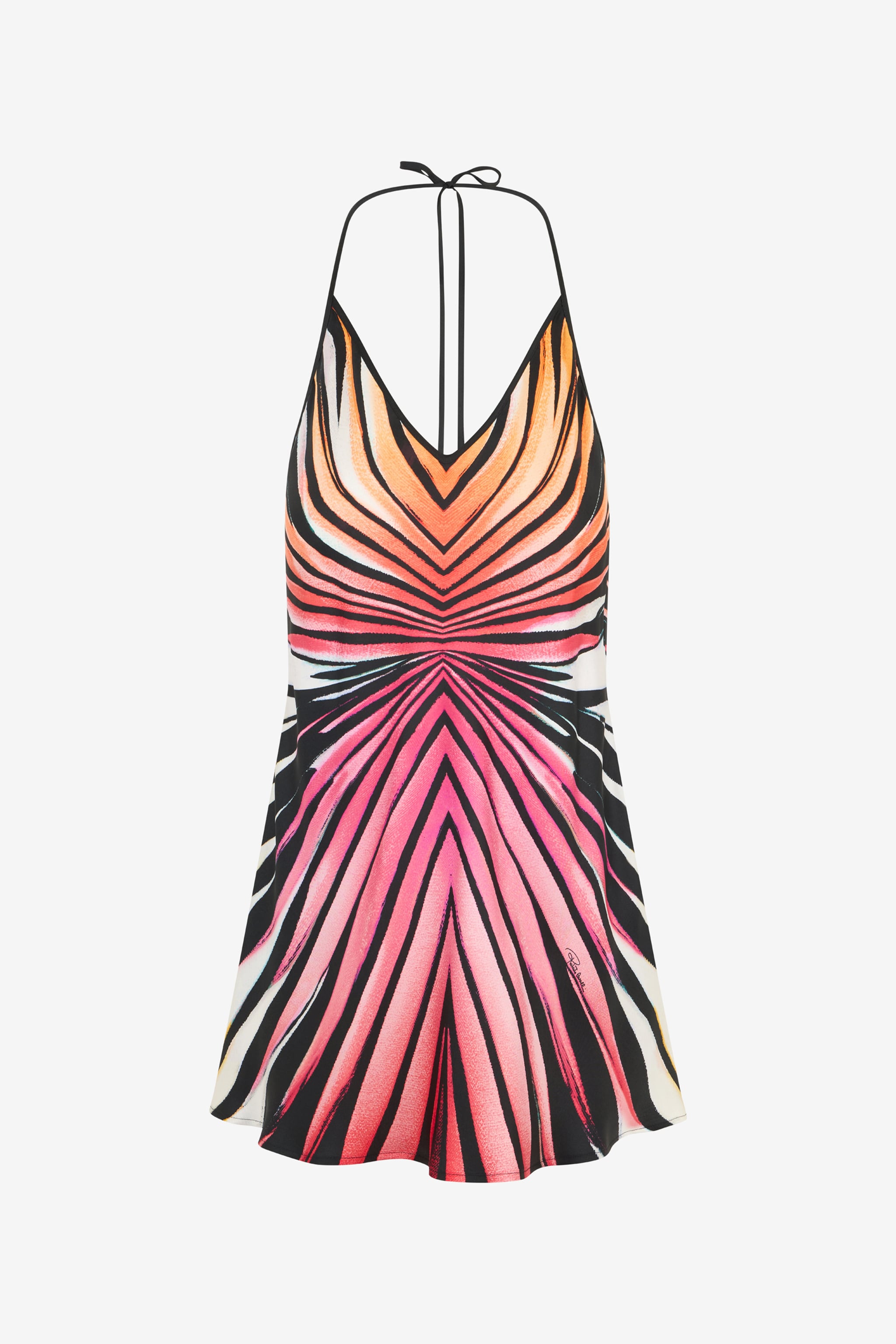 Ray Of Paradise Print Silk Mini Dress in CORAL for Women | Roberto