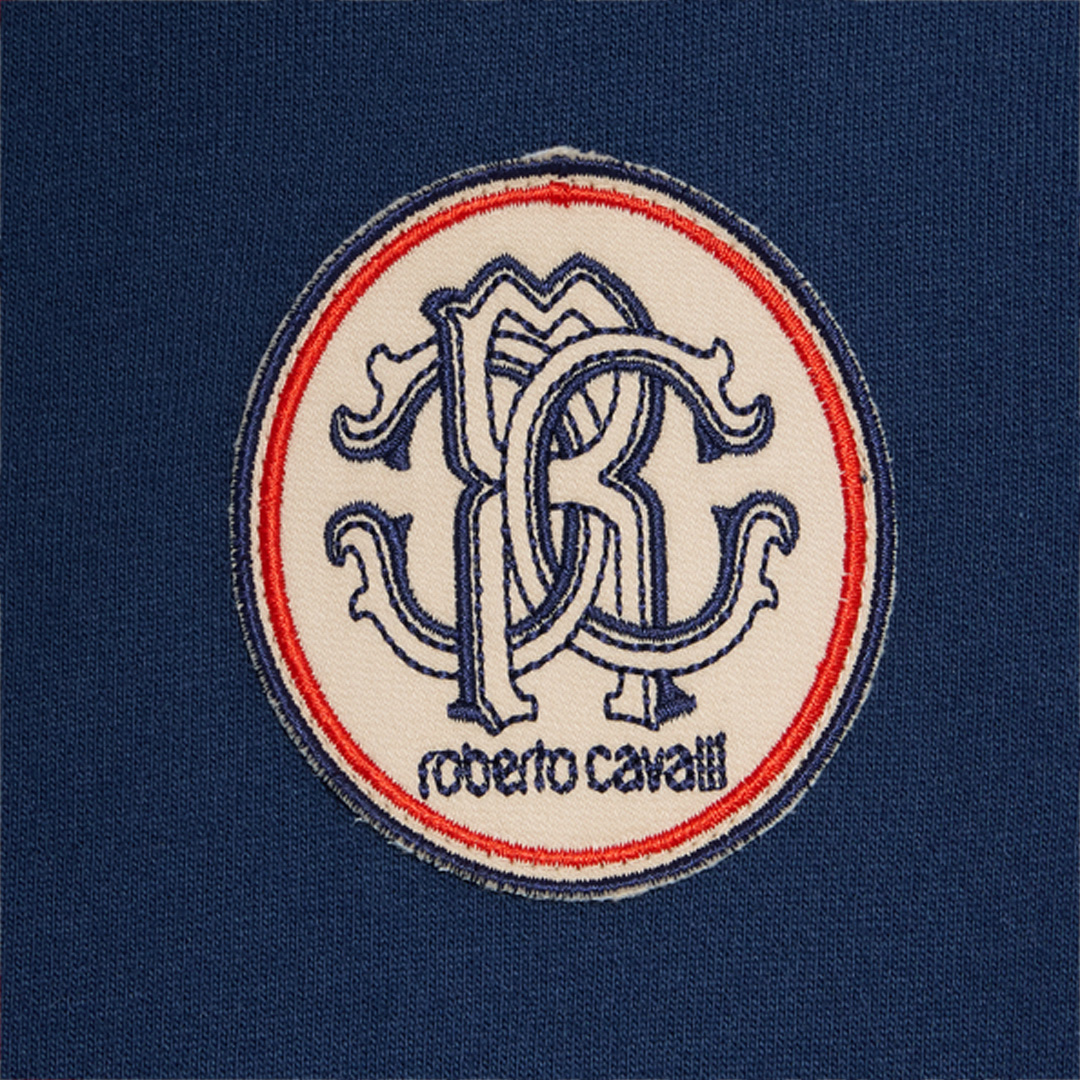 Roberto Cavalli Blue Sweatshirt With Rc Monogram In Blue