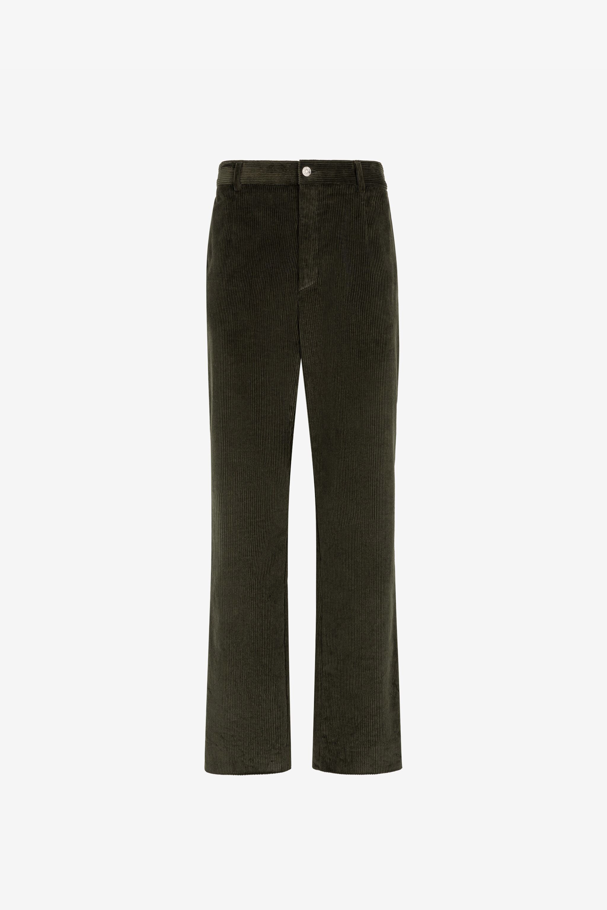 Roberto Cavalli Men's Dark/Green Logo-Embroidered Straight-Leg Trousers - Ready To Wear
