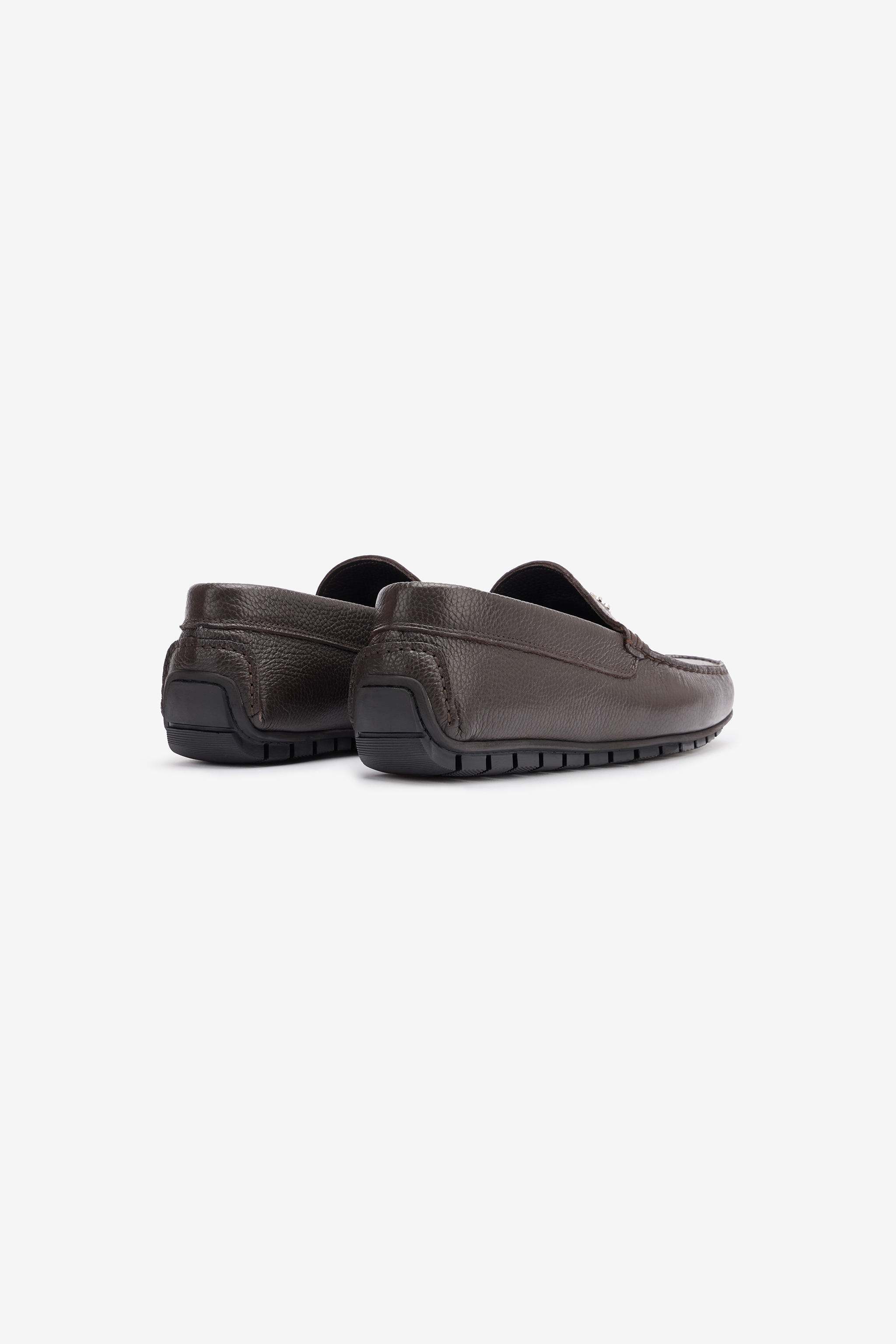 Roberto Cavalli Hammered Effect Loafers With Rc Monogram In Testa Di Moro