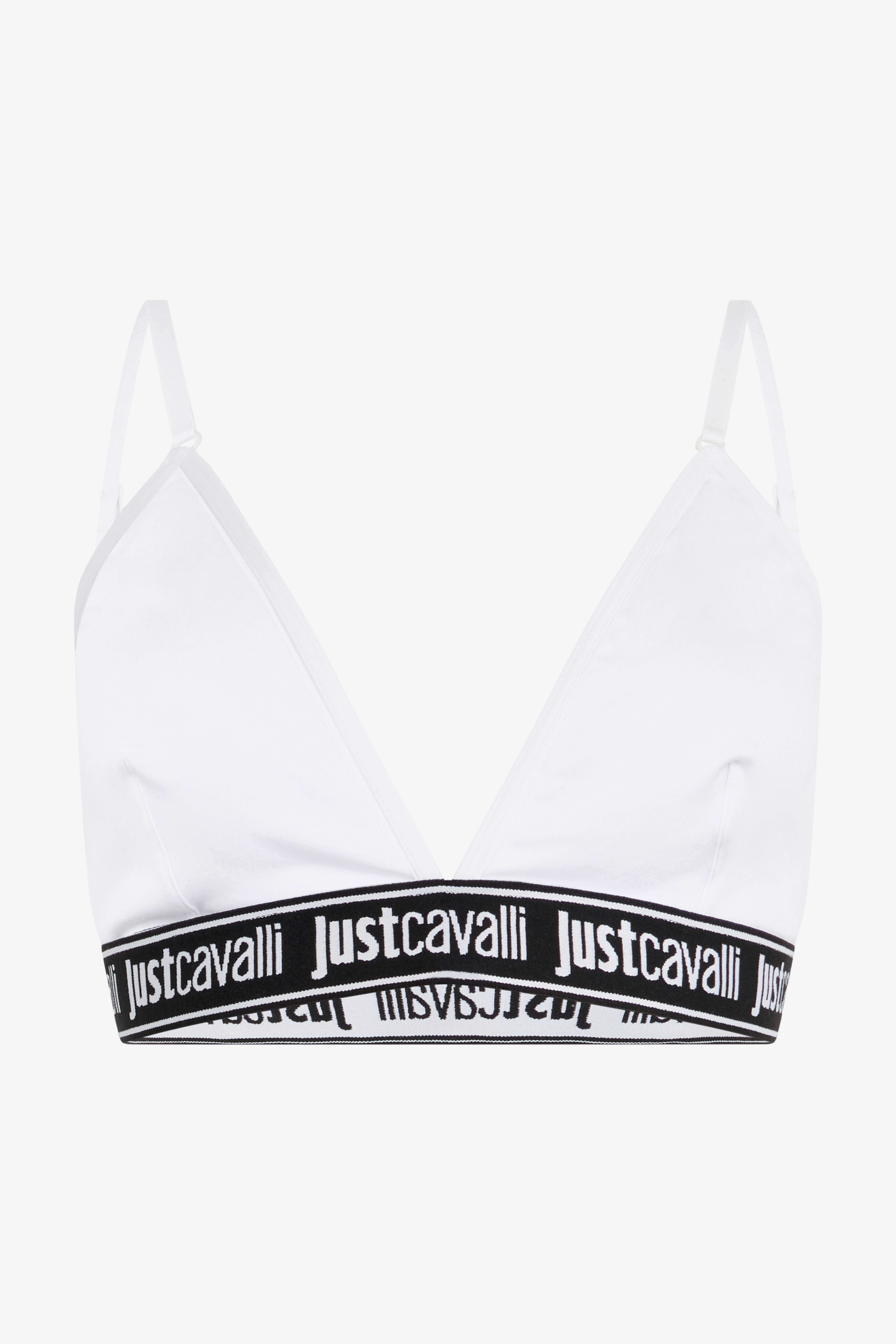 Roberto Cavalli White Triangle Bra Logo Band In White