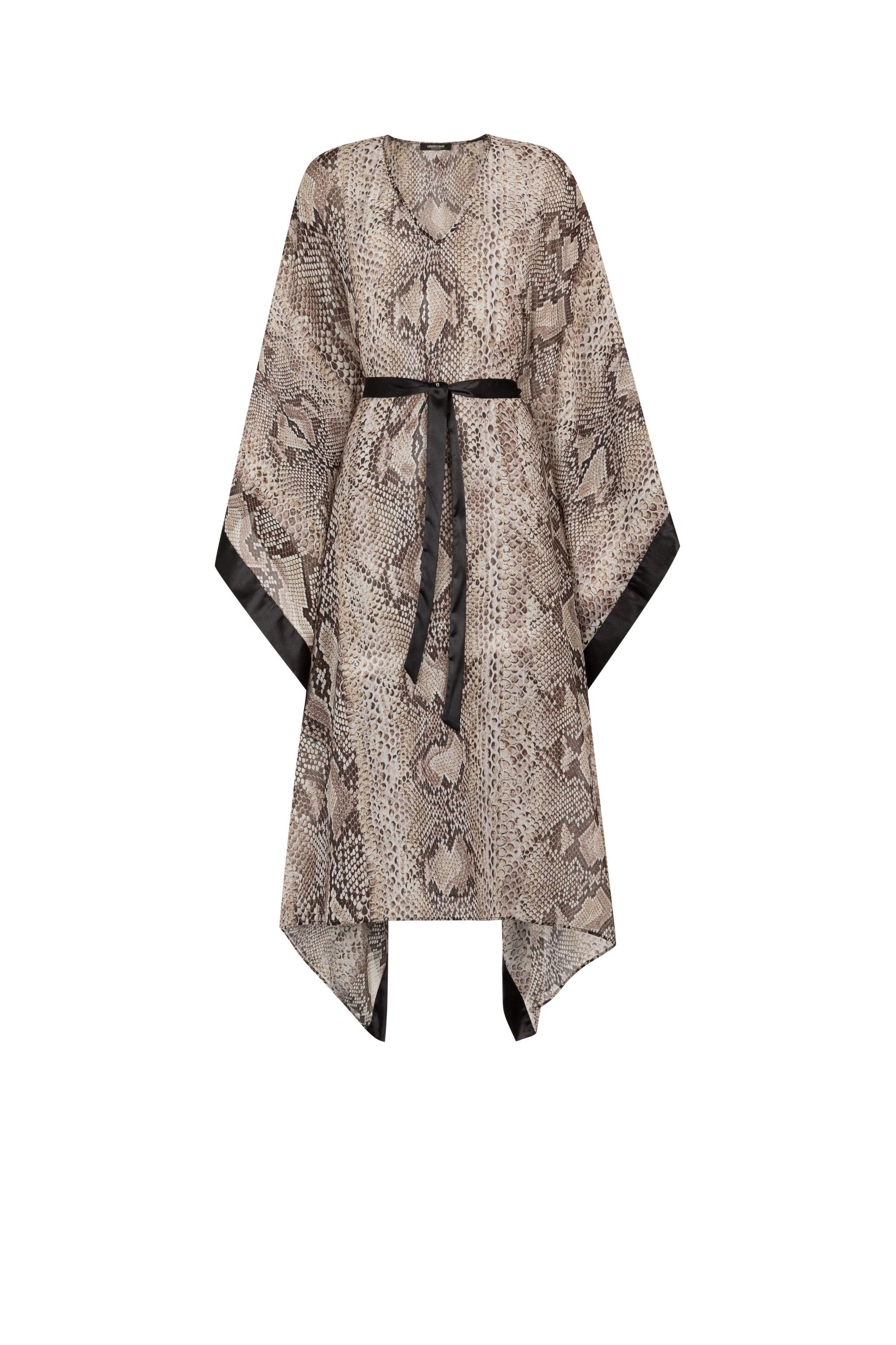 Roberto Cavalli Snake-print Kaftan Dress In Phyton