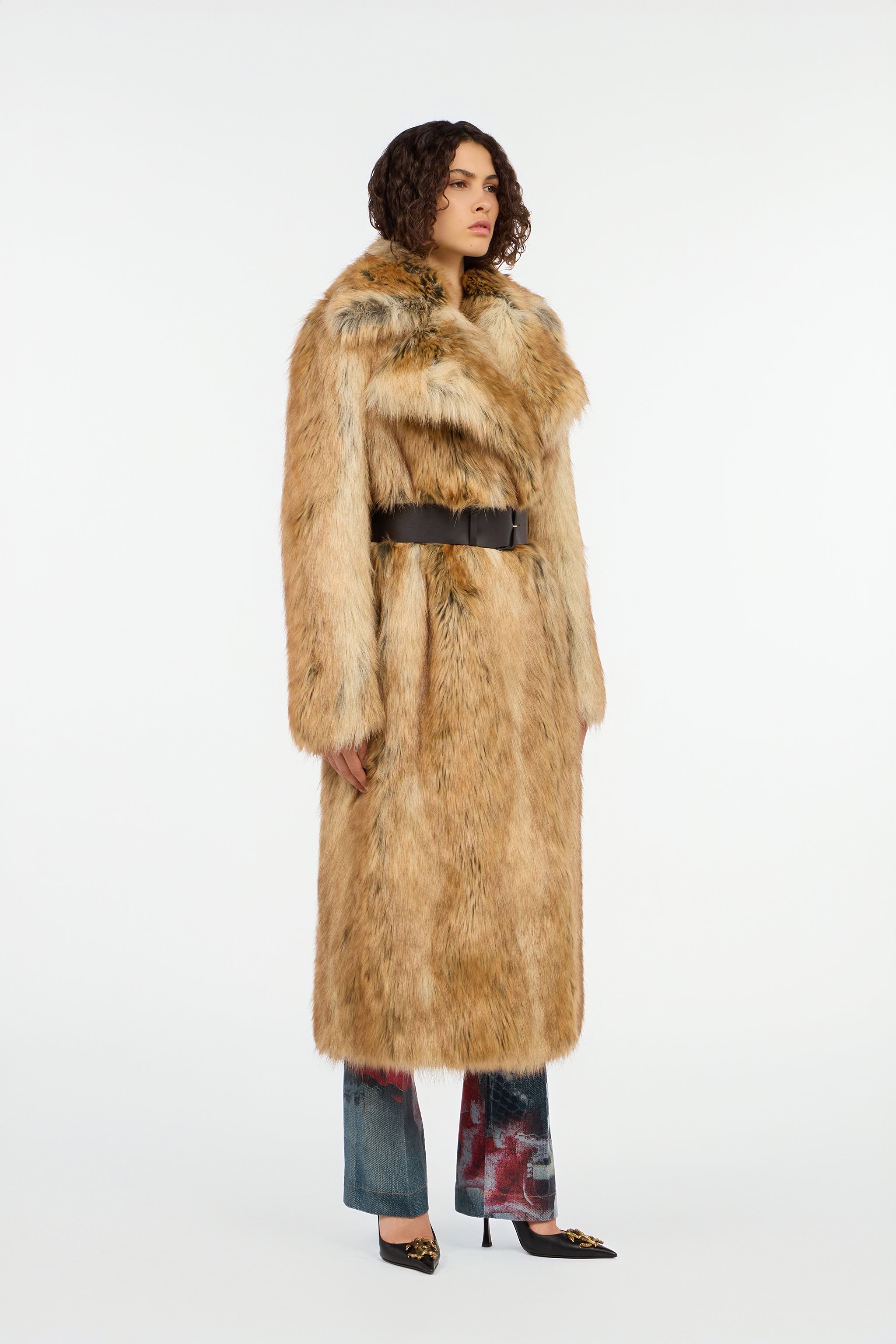 Brown faux fur coat