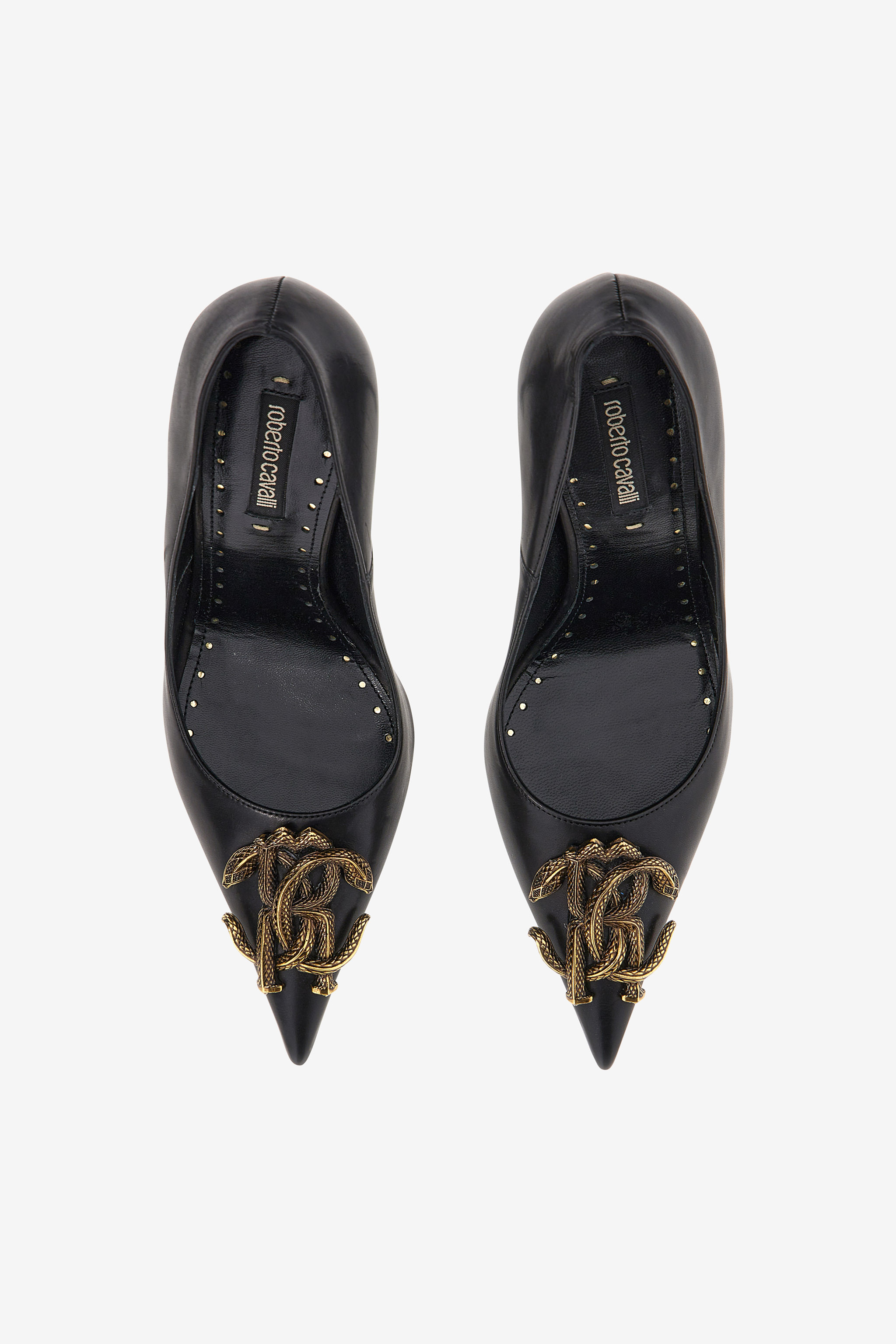 Roberto Cavalli Pumps Mit Monogram Mirror Snake In Black