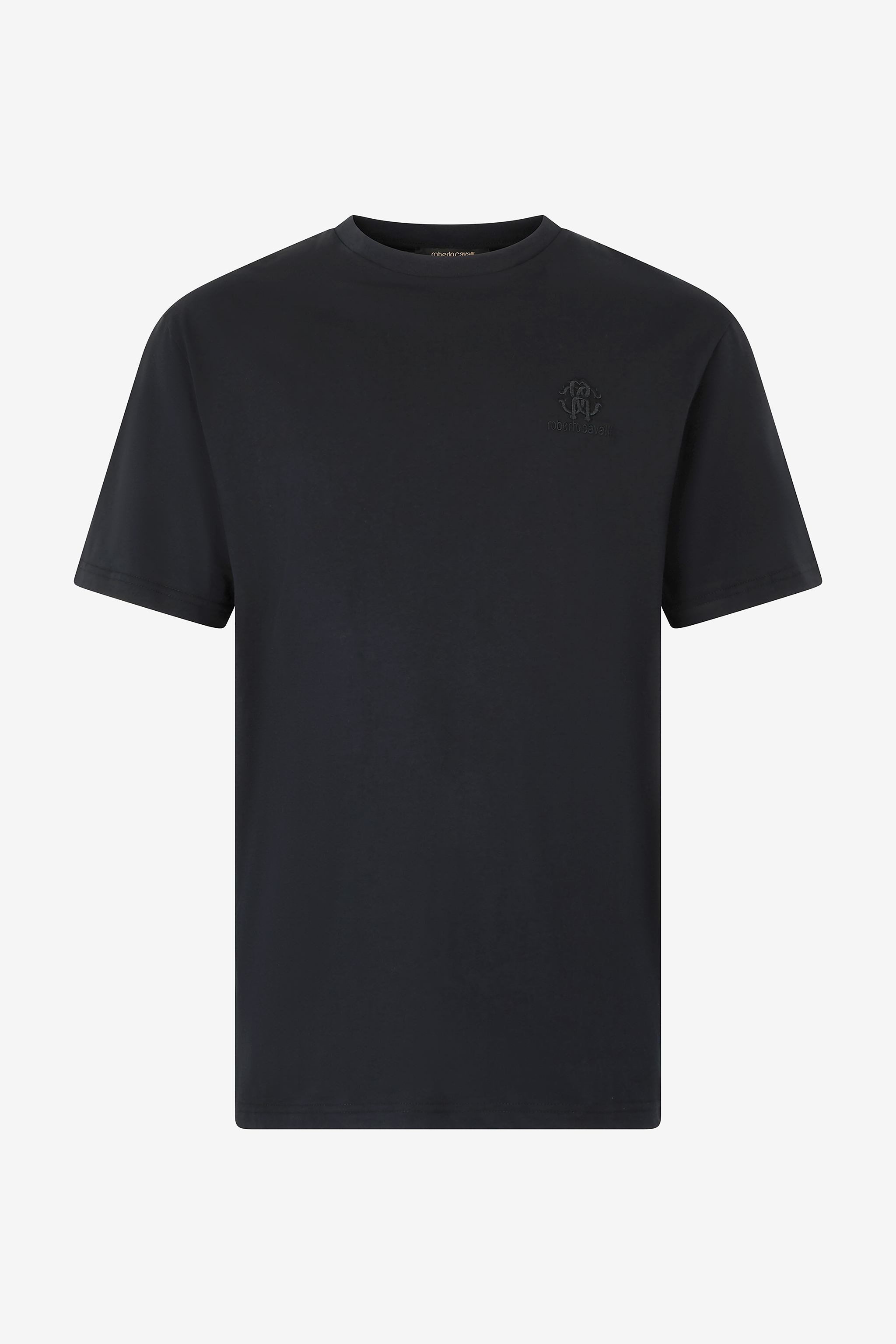 Shop Roberto Cavalli T-shirt Mit Stickerei In Form Des Monogramms Rc Und Logo In Black