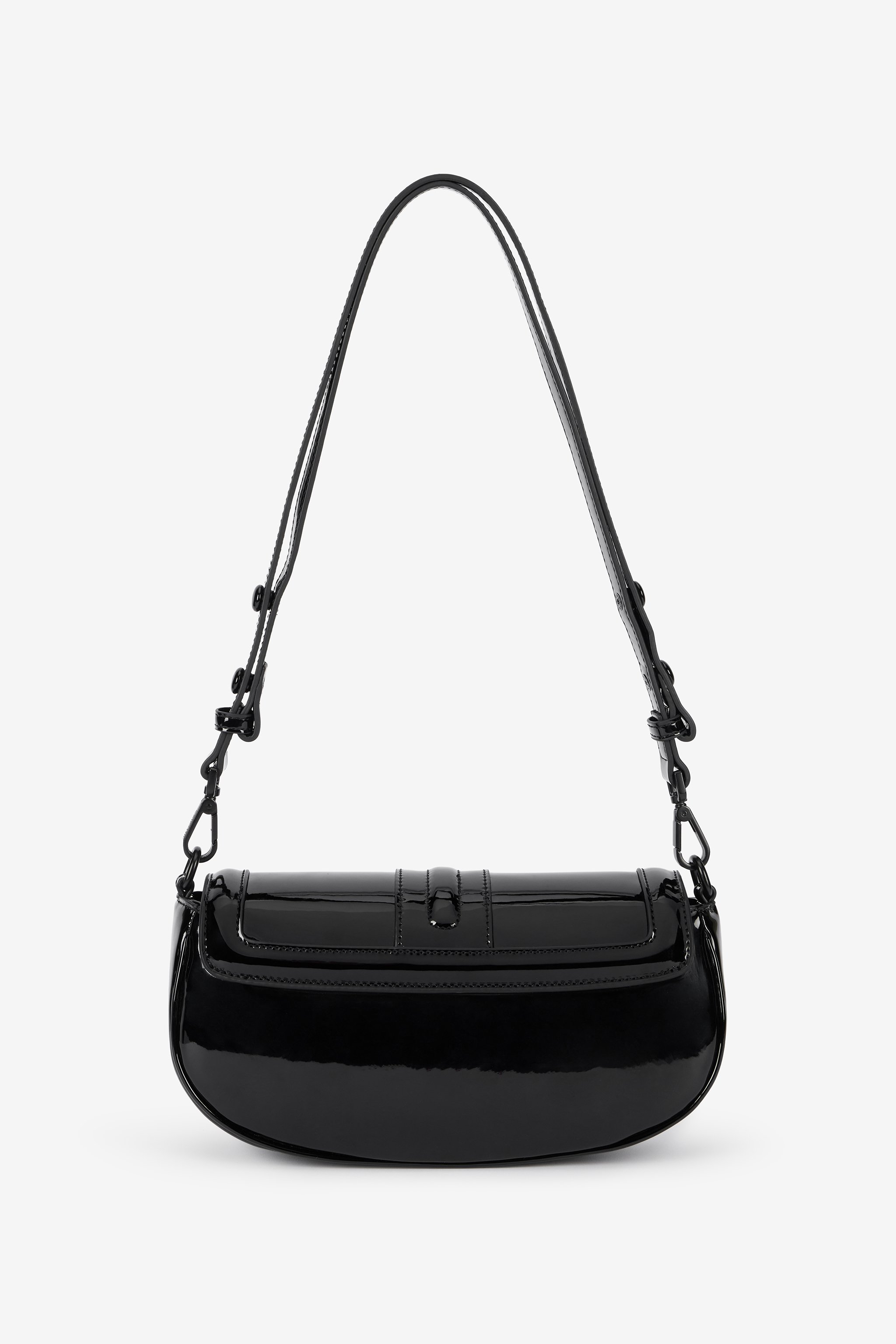 Roberto Cavalli Black Glossy Shoulder Bag With Logo In Black
