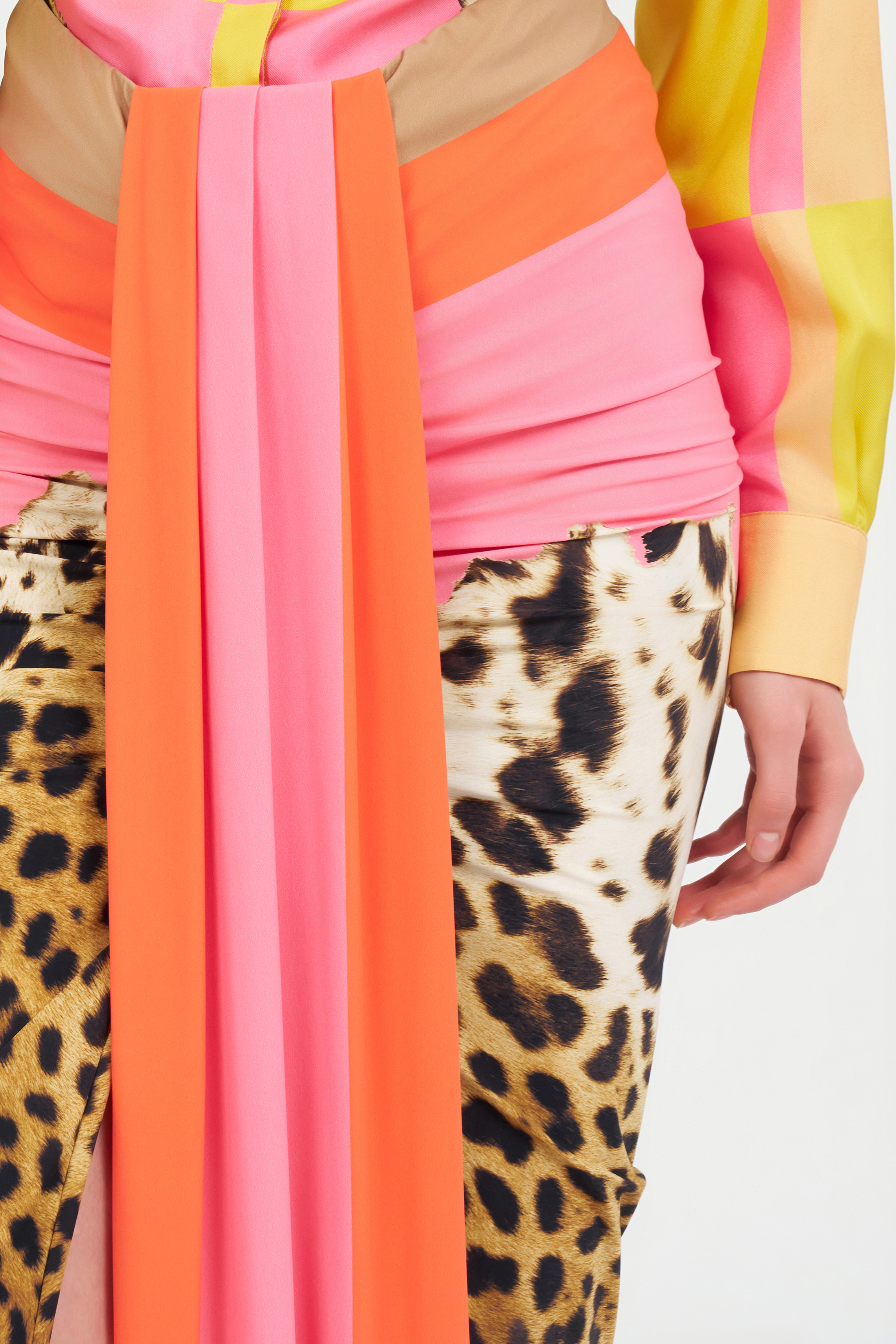 Roberto Cavalli Leopard-print Asymmetric Maxi Skirt In Multi