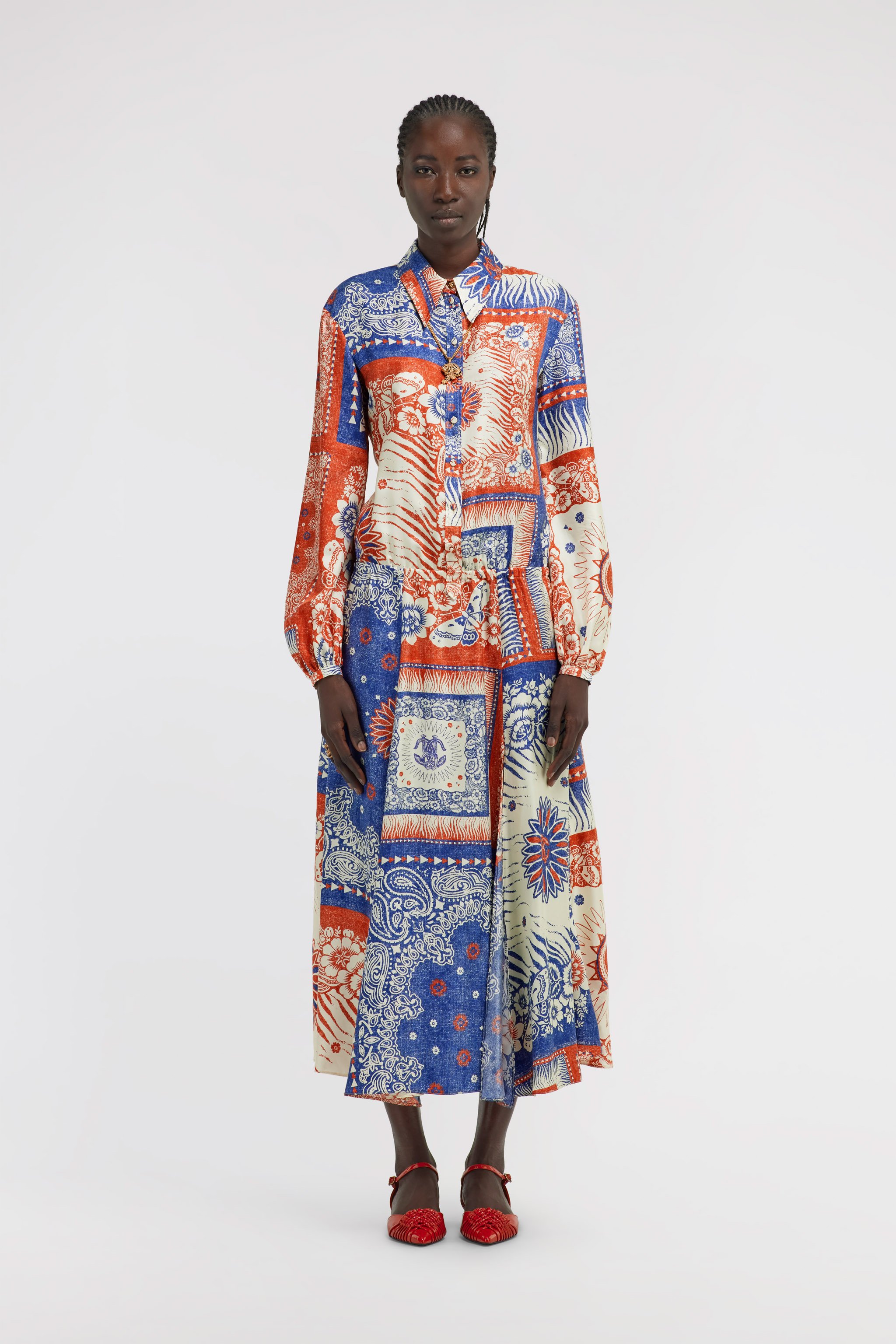Shop Roberto Cavalli Bandana Print Maxikleid In Blue