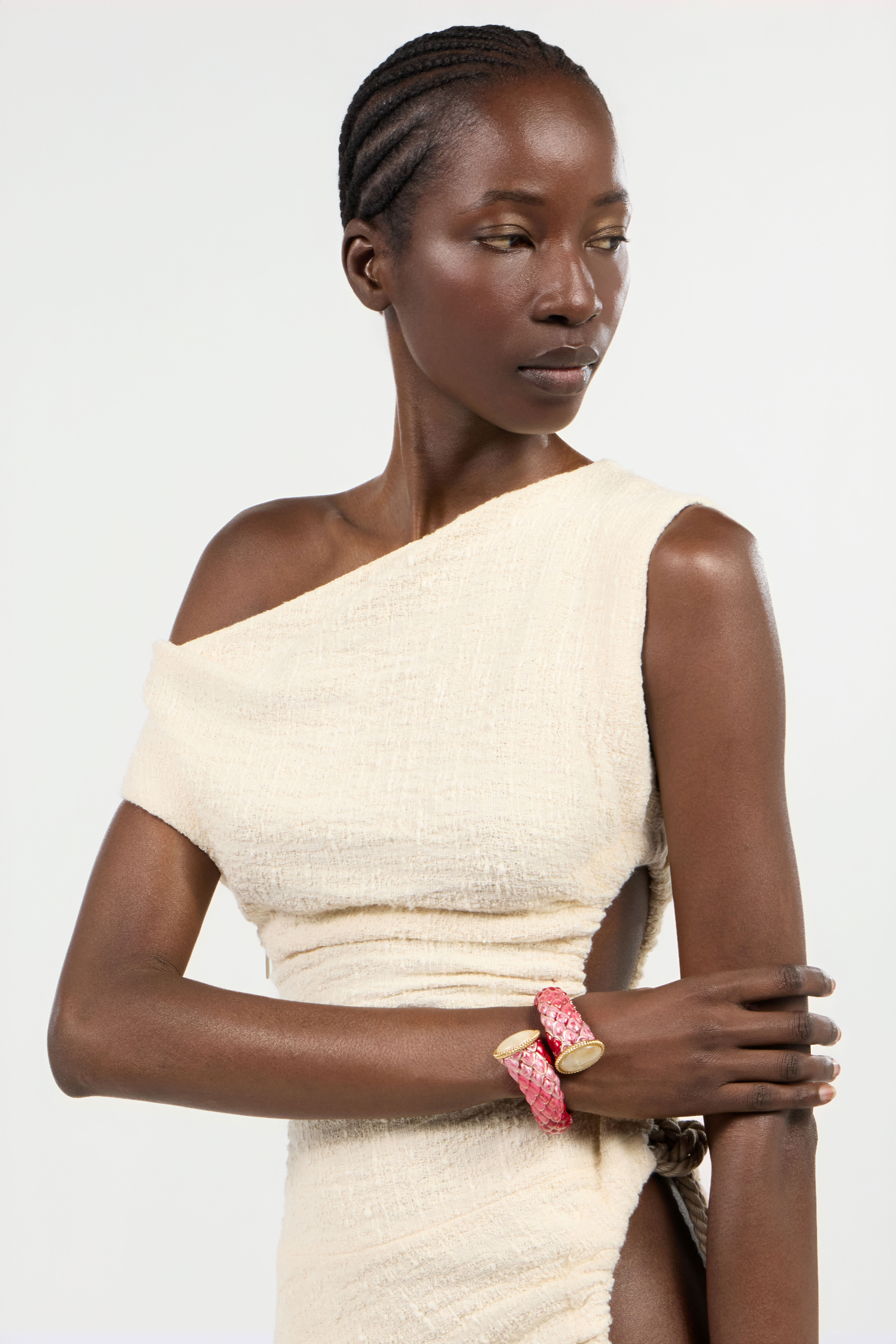 Roberto Cavalli Pink Enameled Scales Wrap Bracelet In Multi