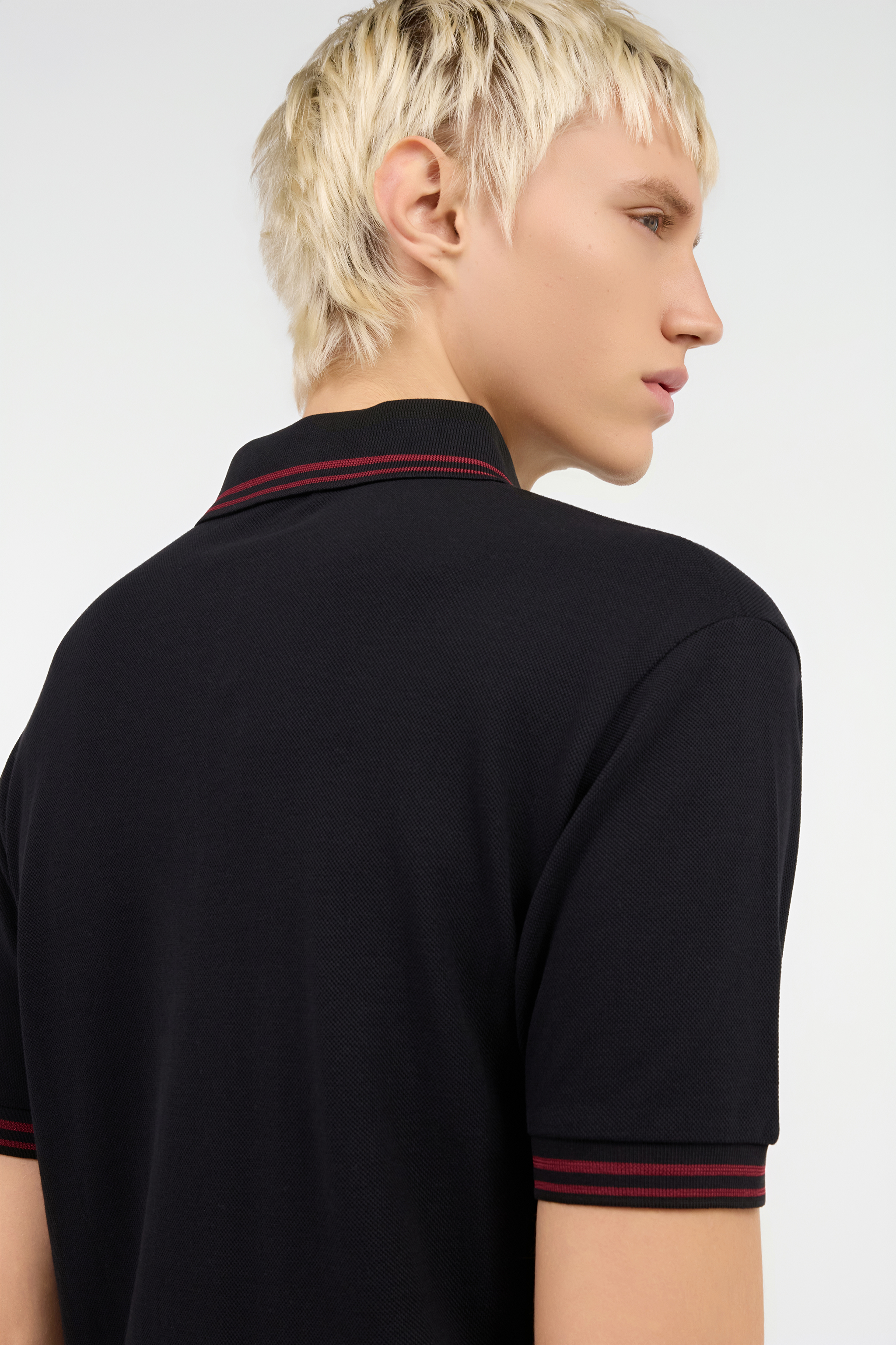 Black Polo With Striped Trim