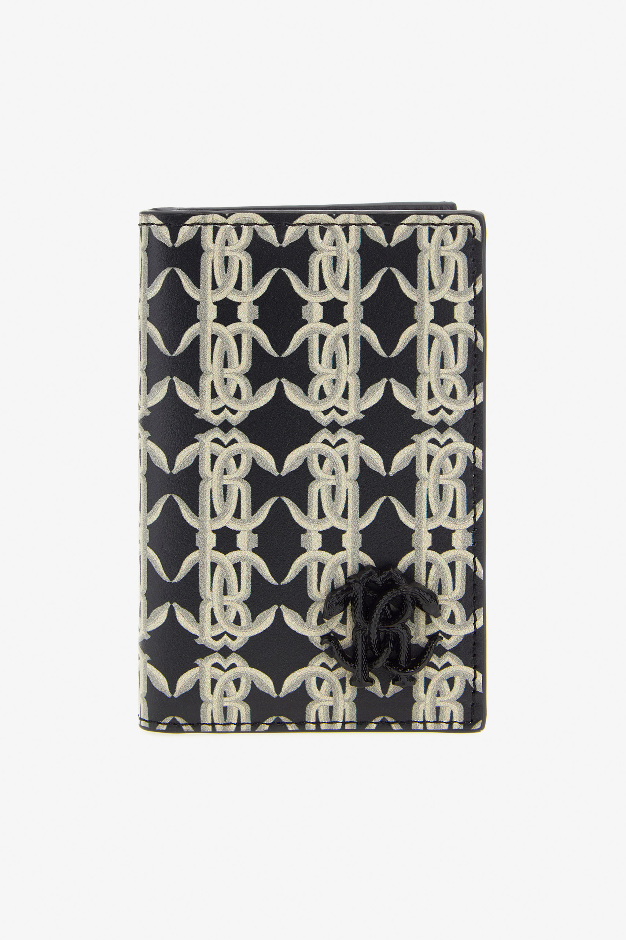 Roberto Cavalli Wallet With Monogram Rc In Black/white