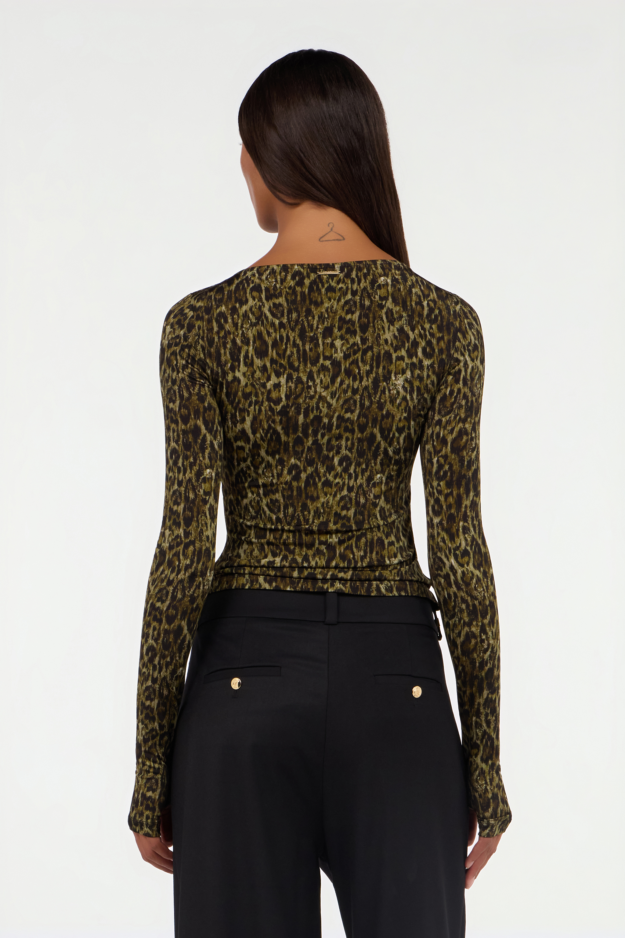 Roberto Cavalli Leopard Skin Print Top With Cut-out In Green