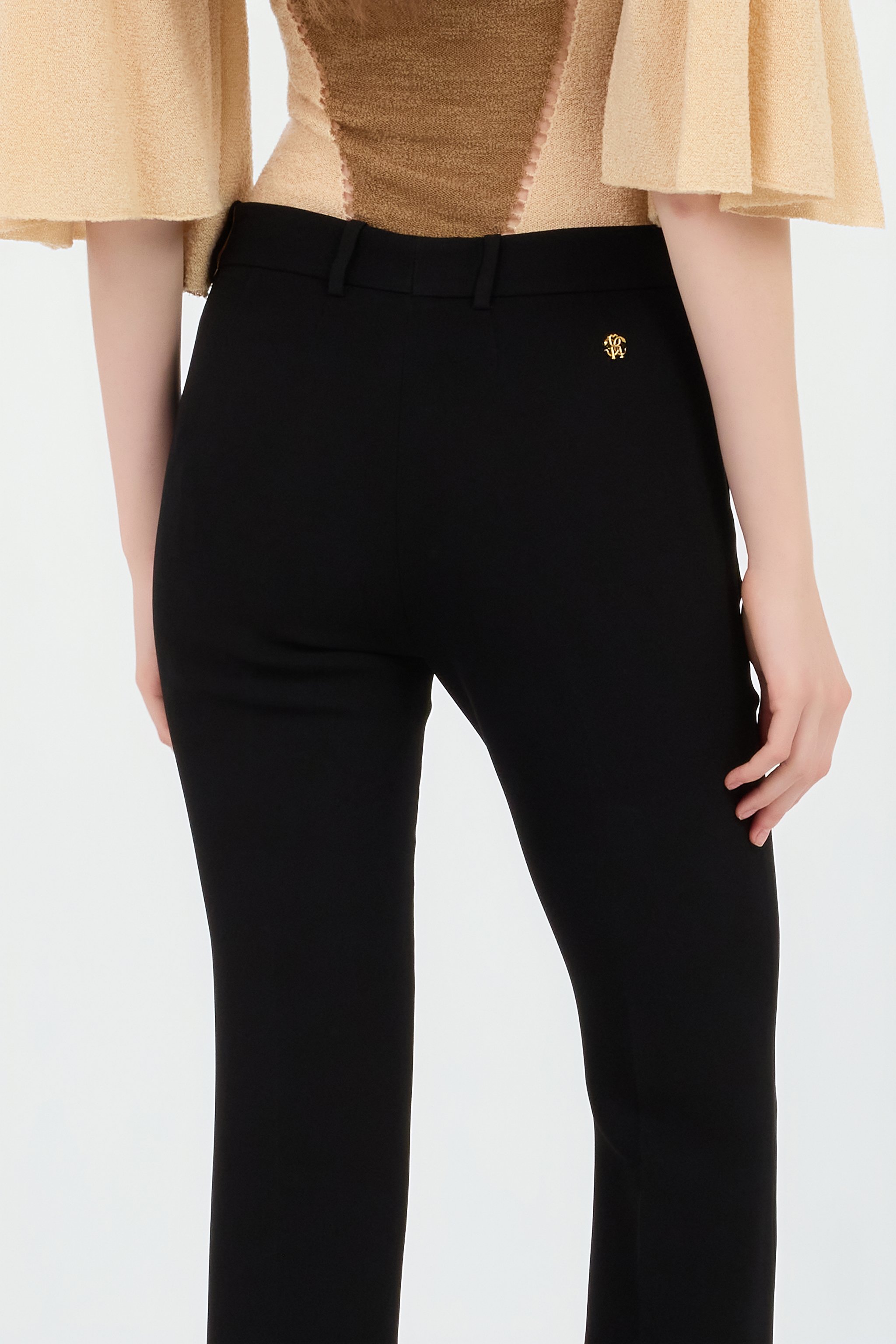 Black Flared Trousers With Rc Monogram