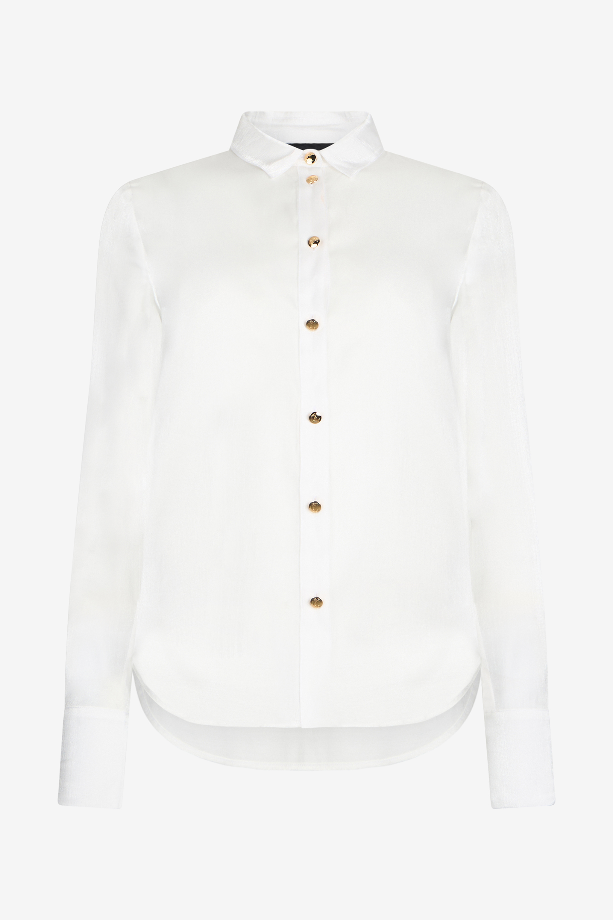 Roberto Cavalli White Shirt With Gold Buttons In White