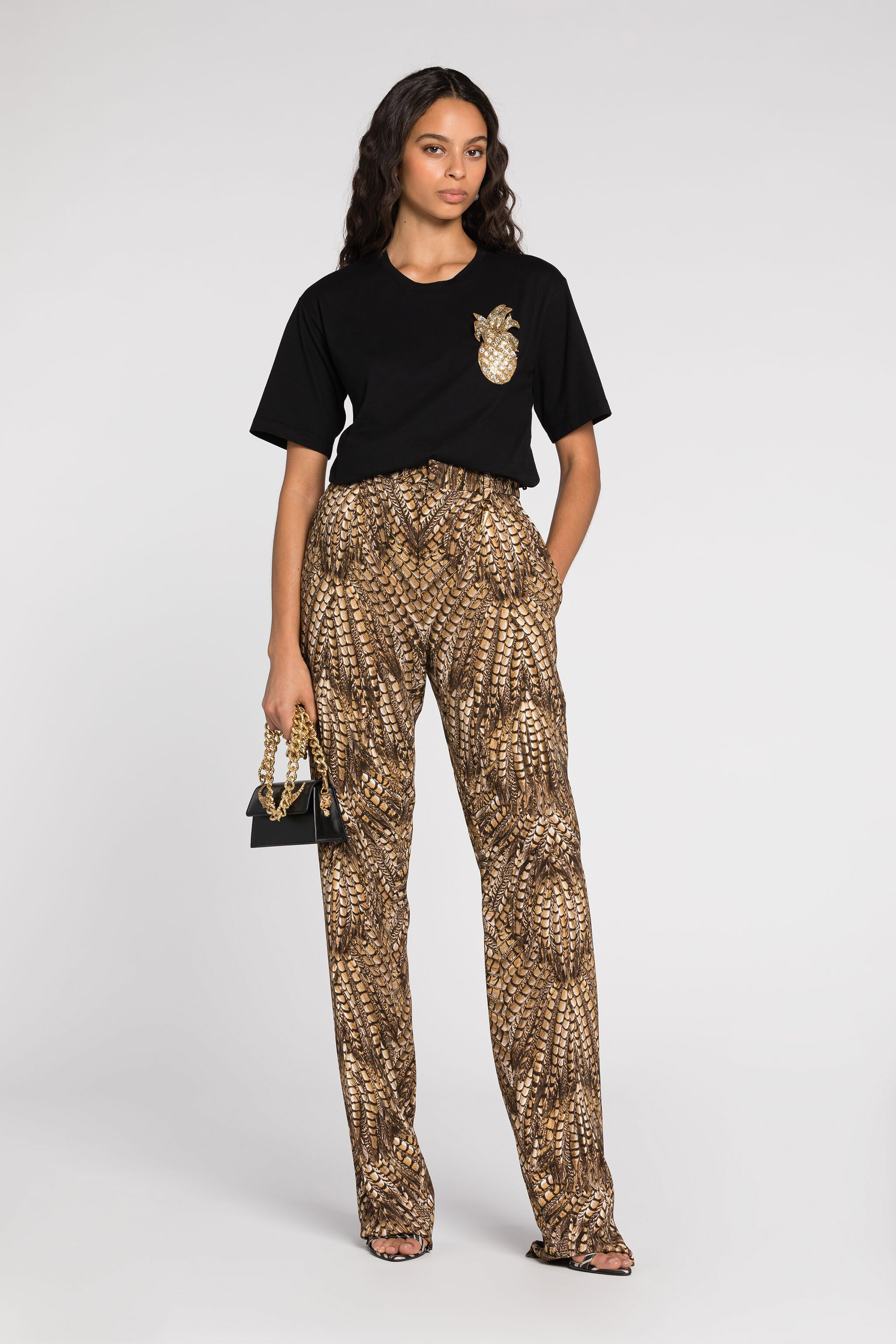 ROBERTO CAVALLI T-SHIRT MIT ANANAS-APPLIKATION