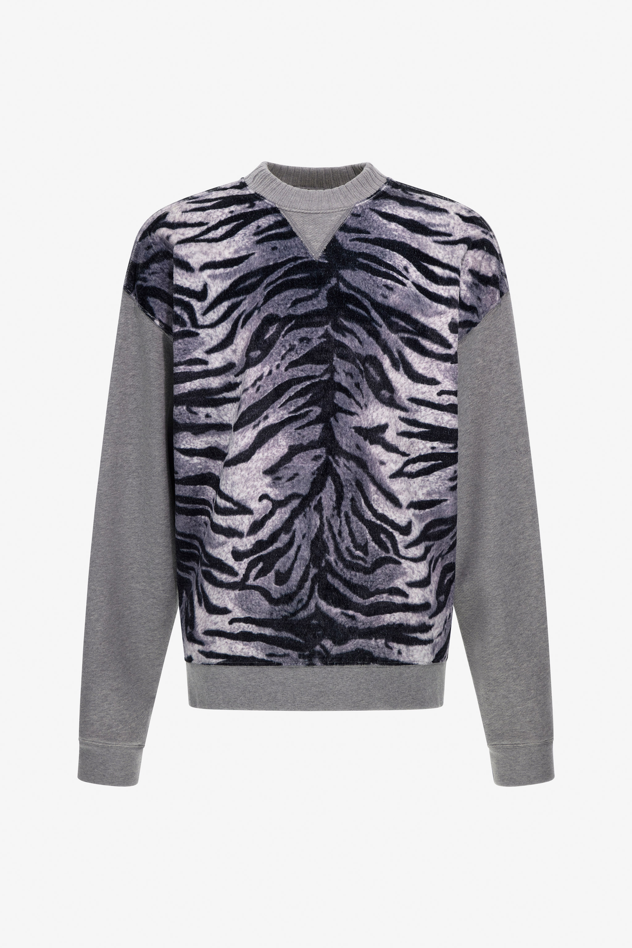 Roberto Cavalli Men's Gray Zebra Print Sweatshirt - Ready To Wear