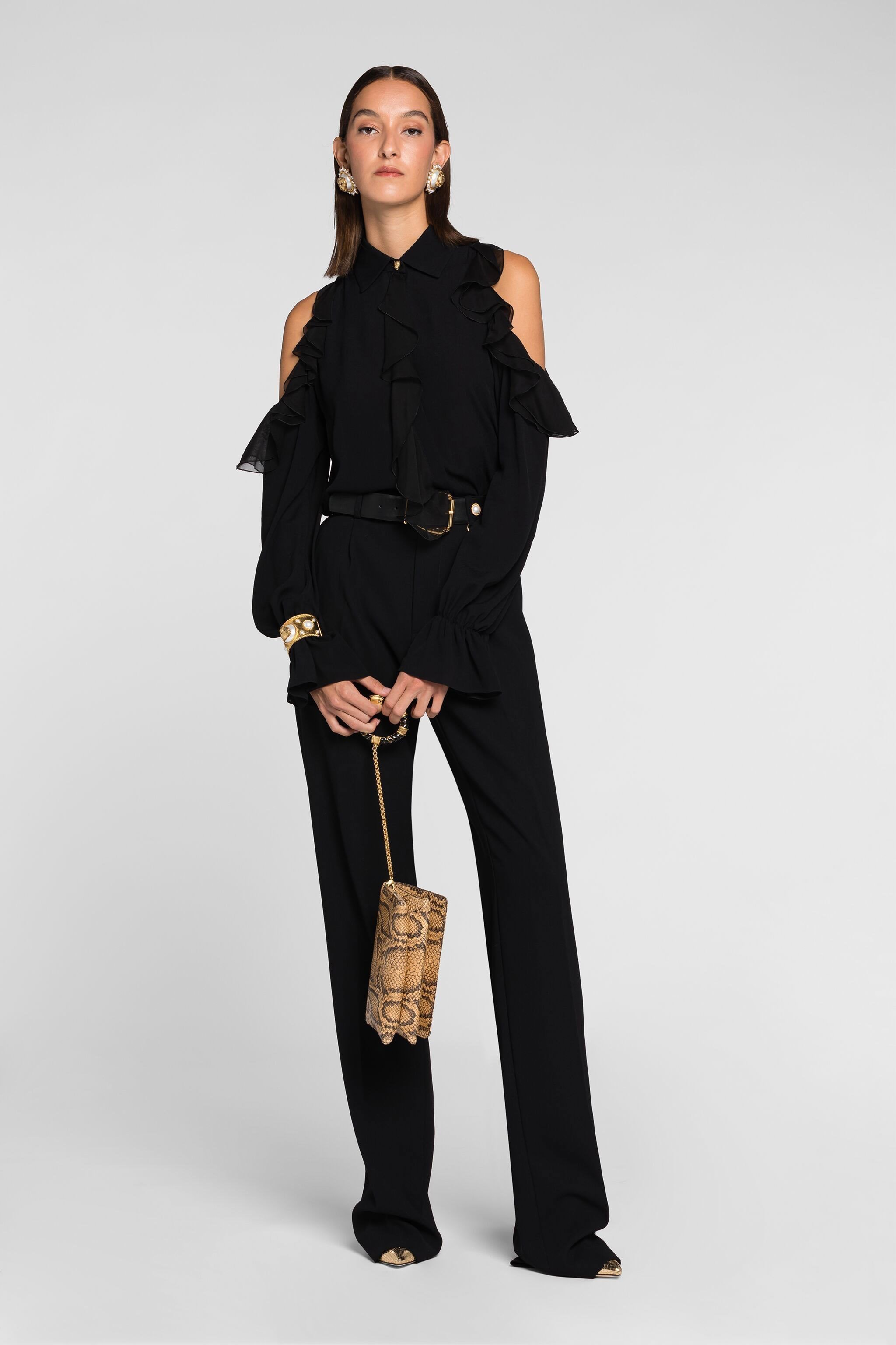 Roberto Cavalli High-waisted Tailored Trousers In Black