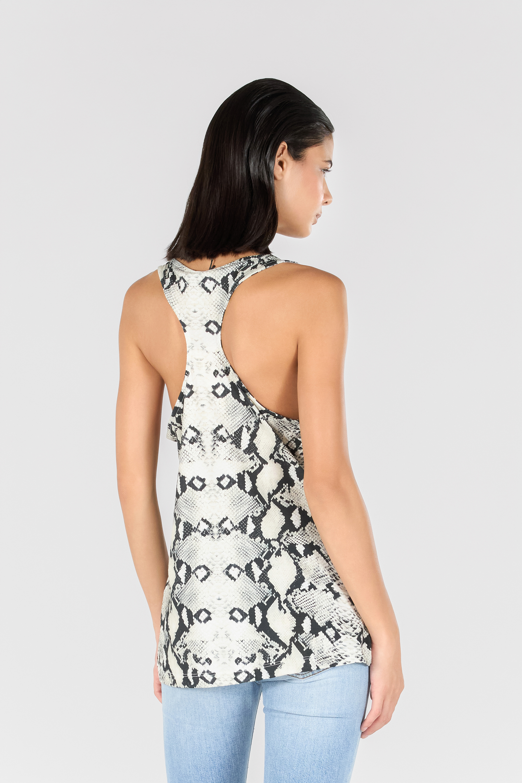 Roberto Cavalli Racerback Tank Top With Python-effect Print - Woman Ready To Wear White L 