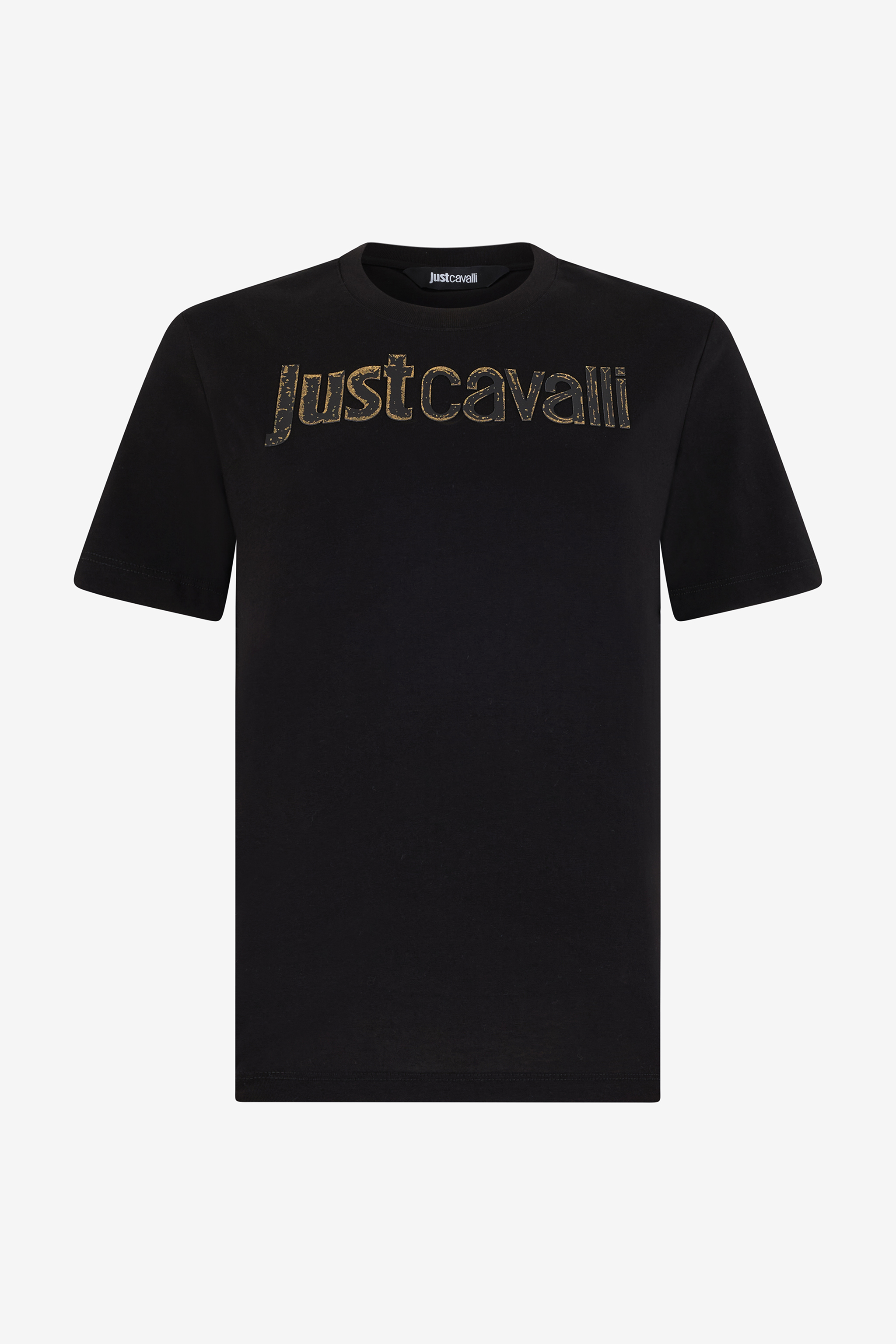 Roberto Cavalli Donna Nera T-Shirt Con Logo Ricamato - T-Shirt Black/Gold S - Immagine 1