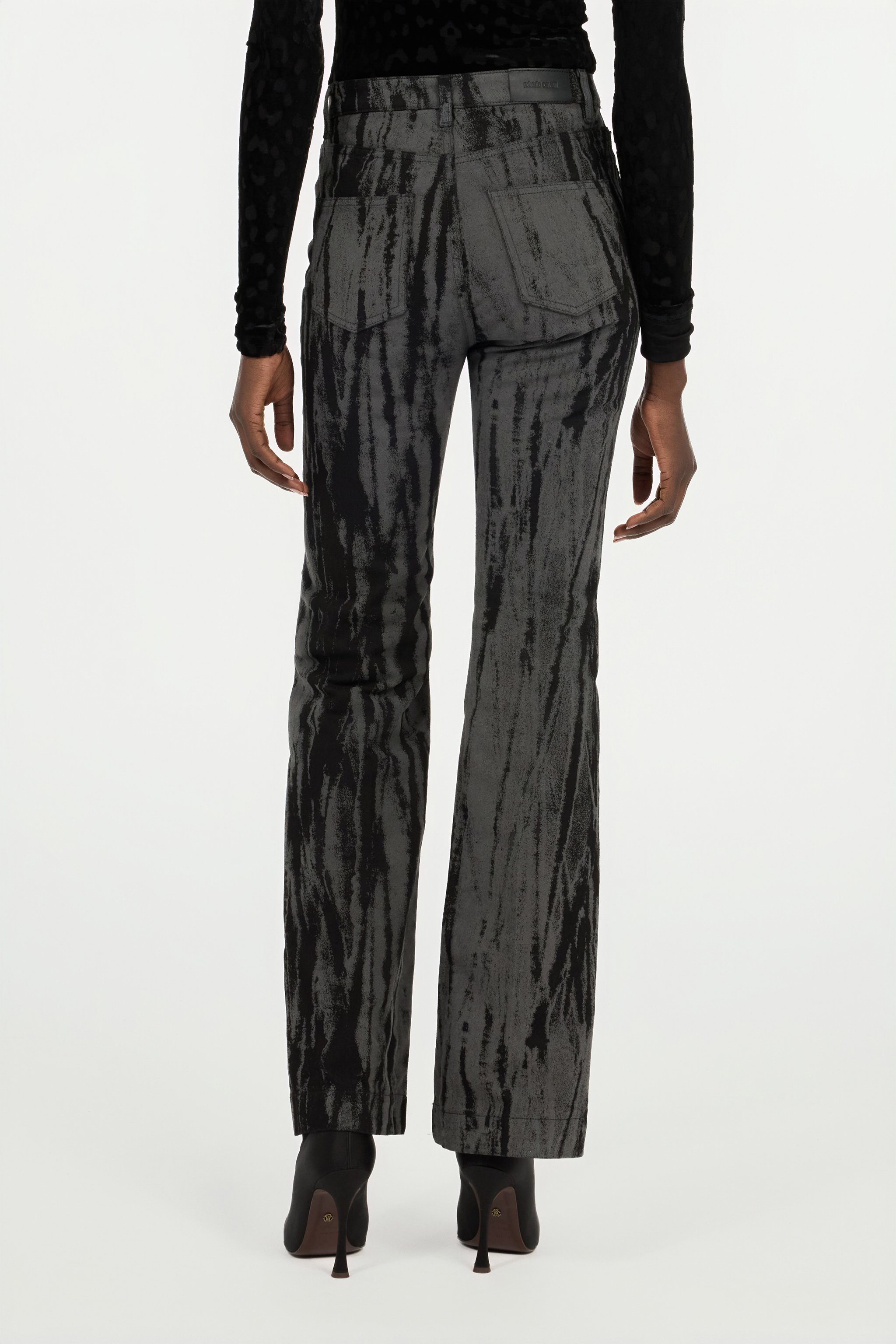 Roberto Cavalli Black Denim Jeans With A Streak Effect In Black